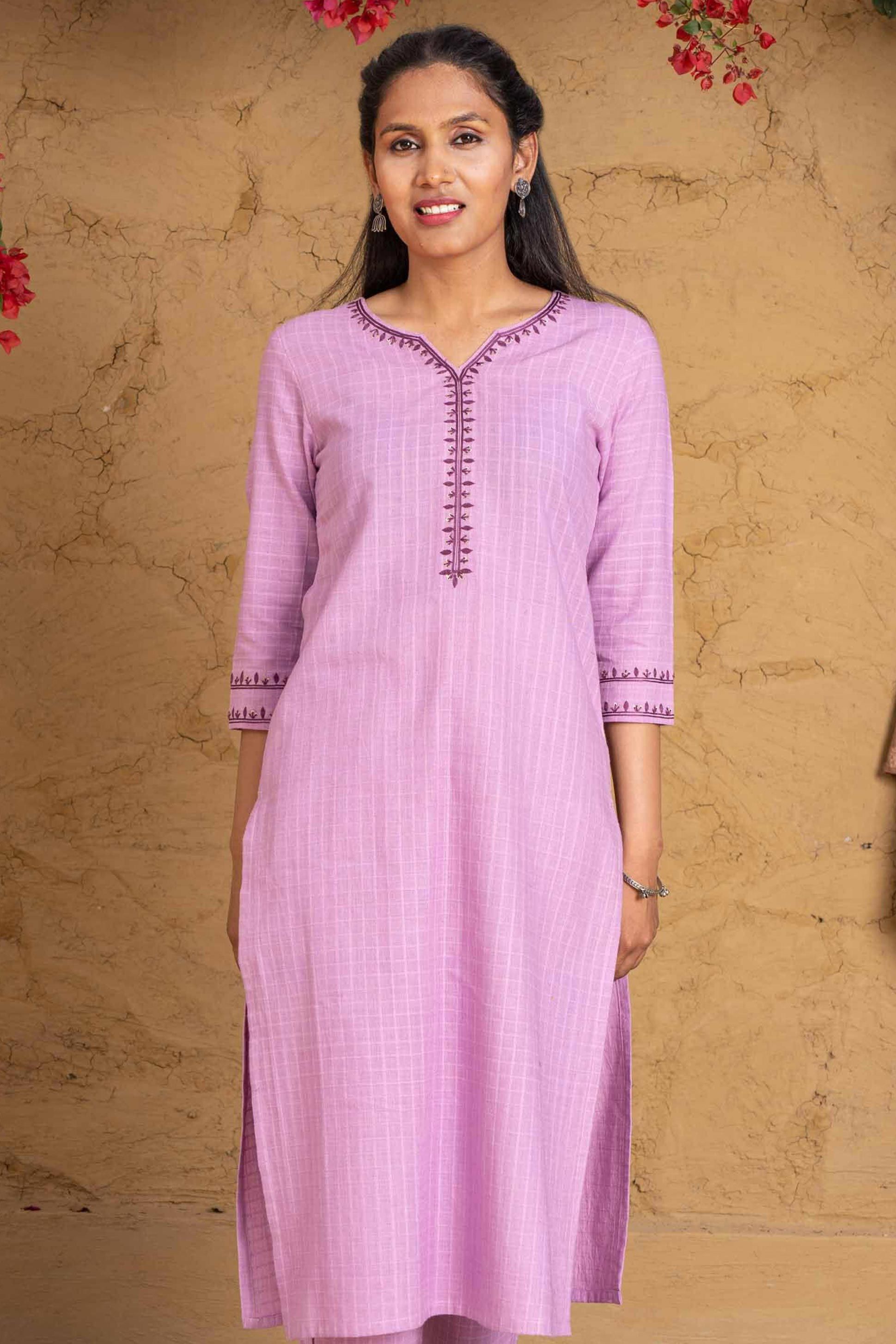 Regal Orchid Khari Cotton Kurta 