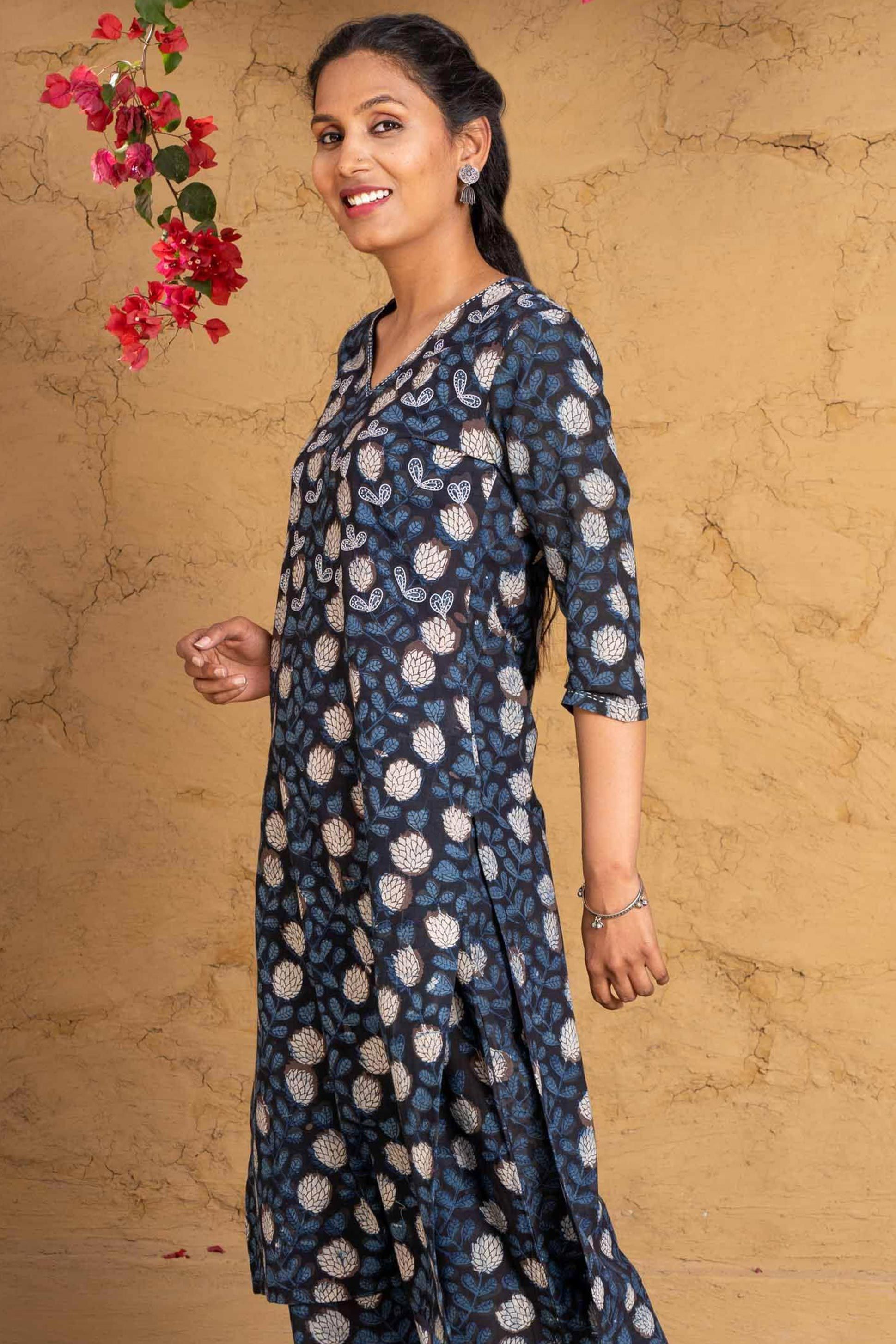 Designer Ajrakh Block Printed Kurta 