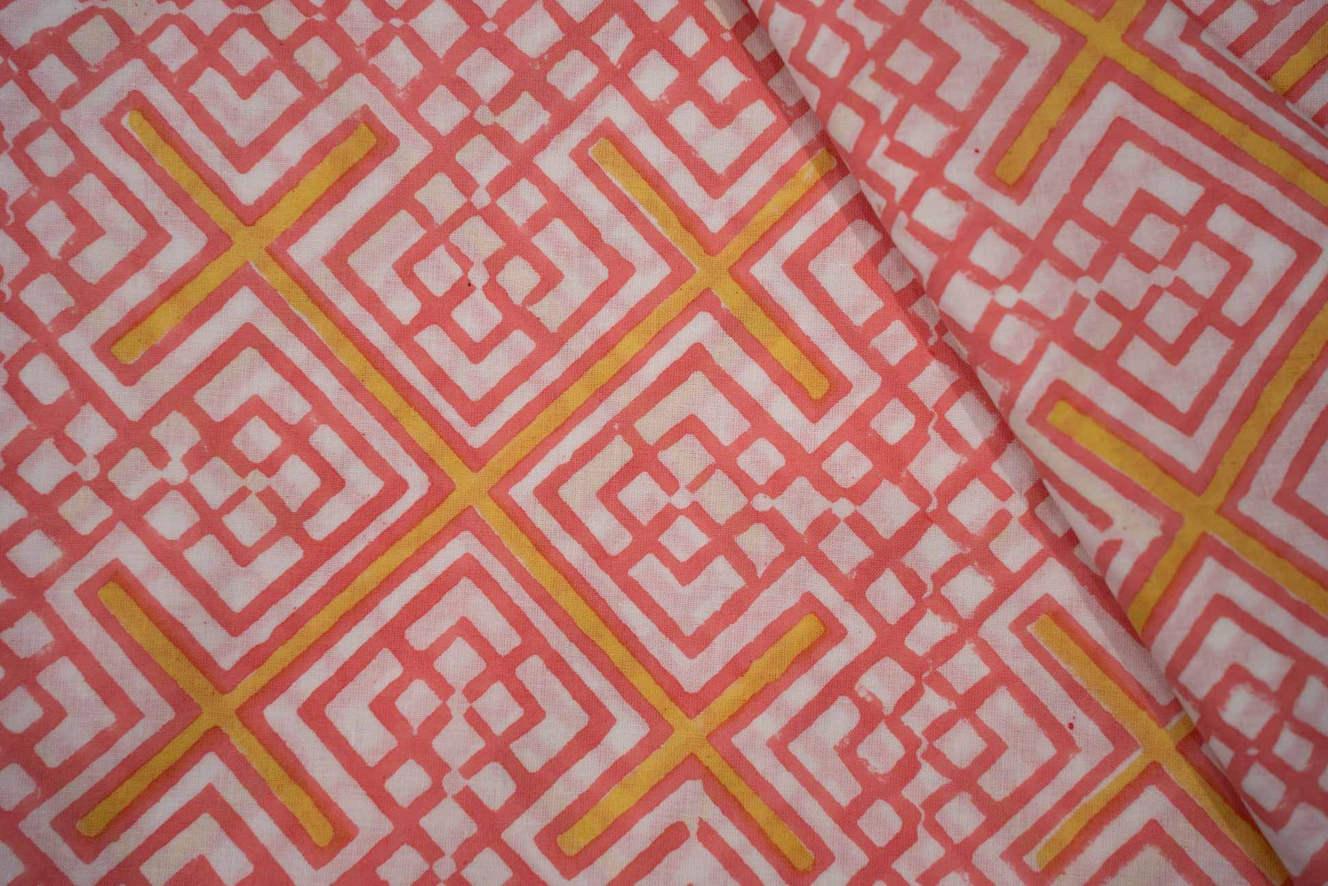 Geometric Block Print Cotton Fabric