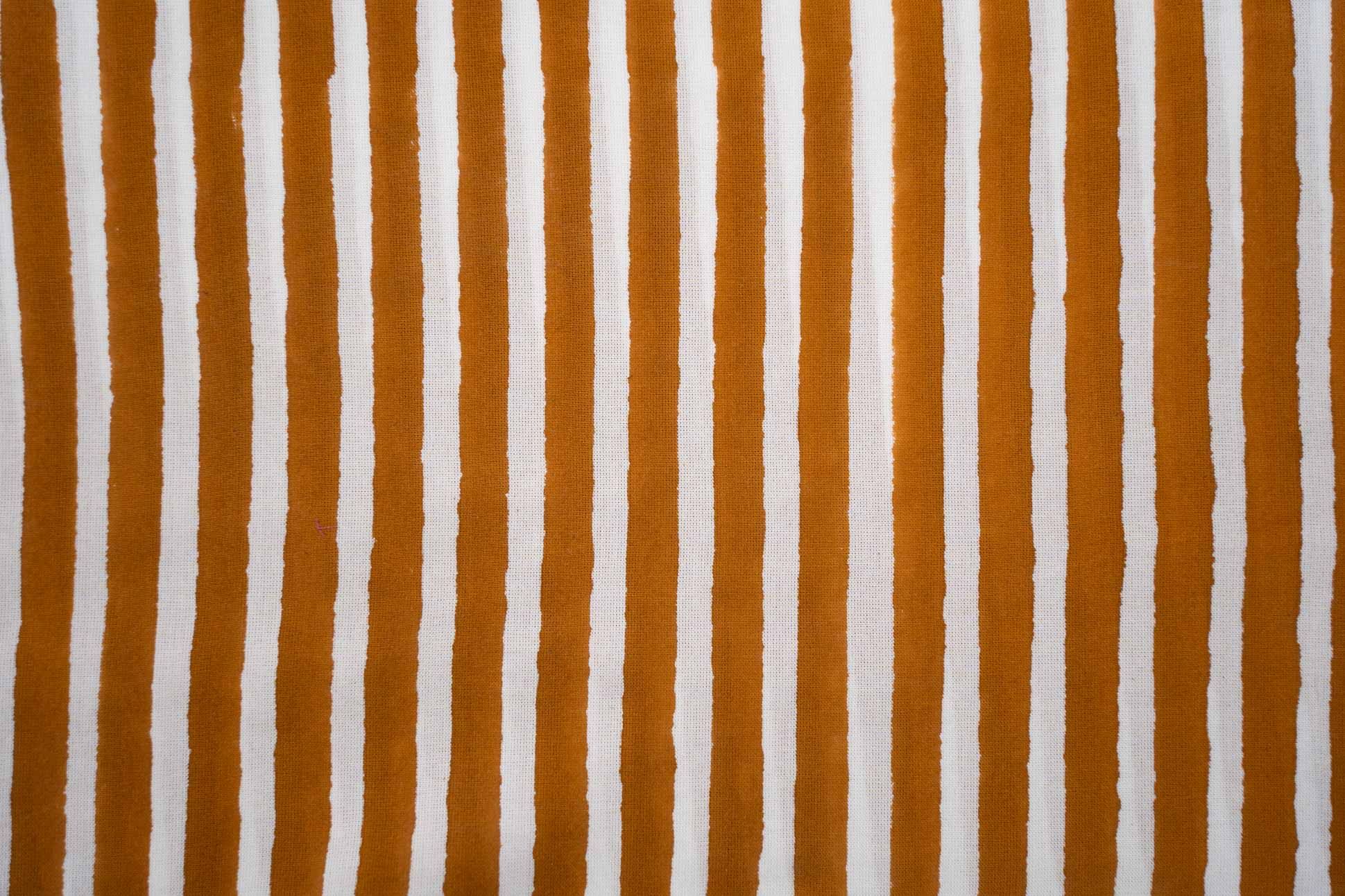 Striped Pumpkin Block Printed Ecovera Fabric(width