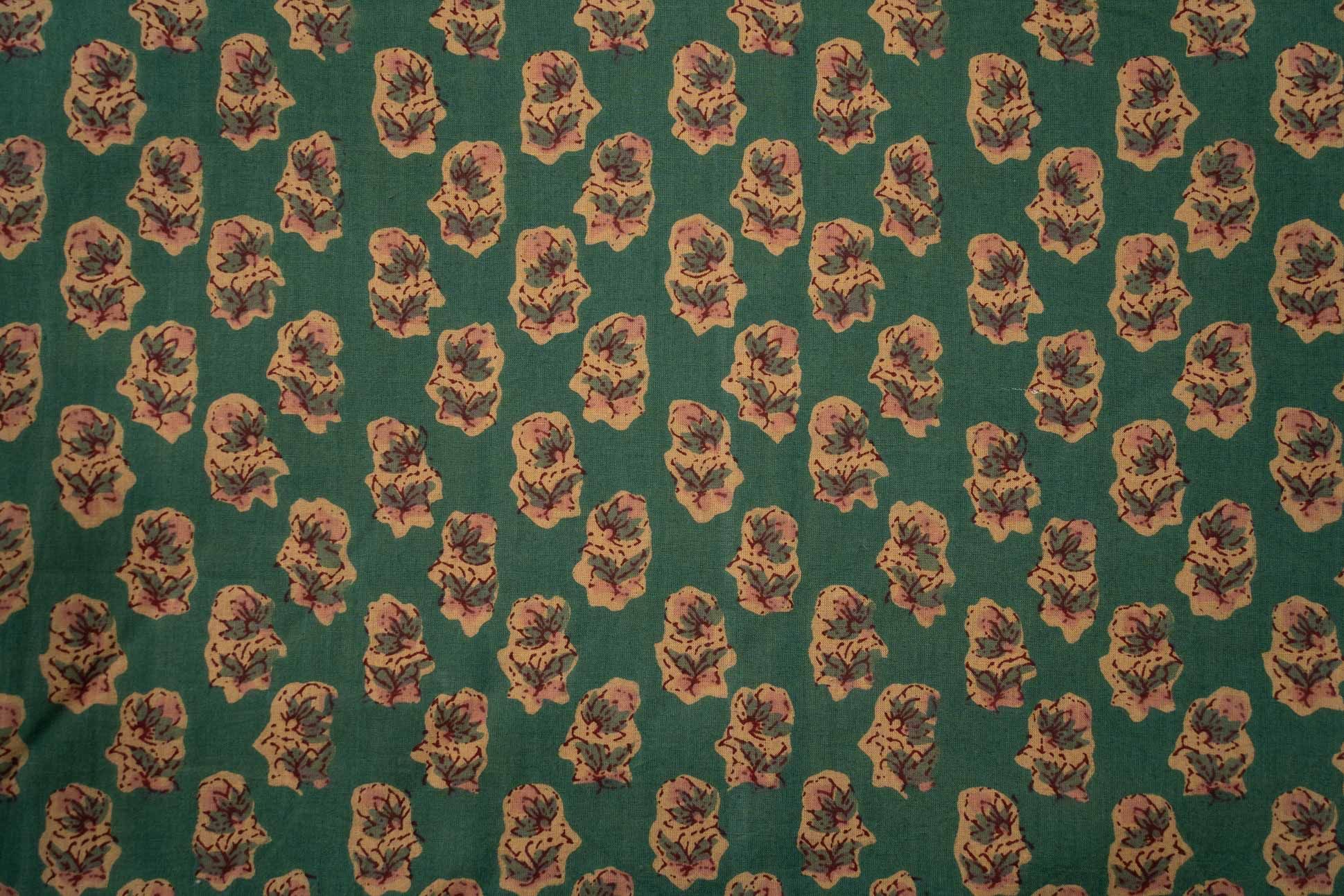 Juniper Green Block Printed Cotton Fabric