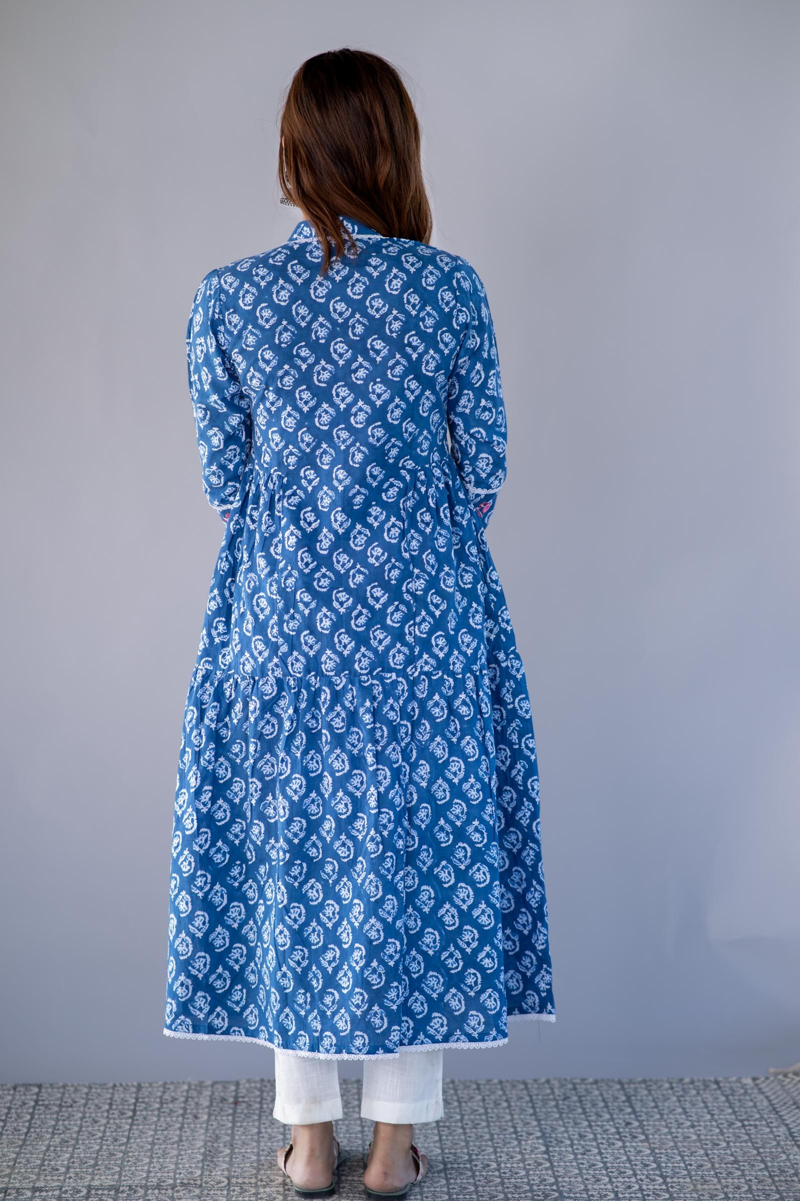 Indigo Blue Mirror Work Kurta