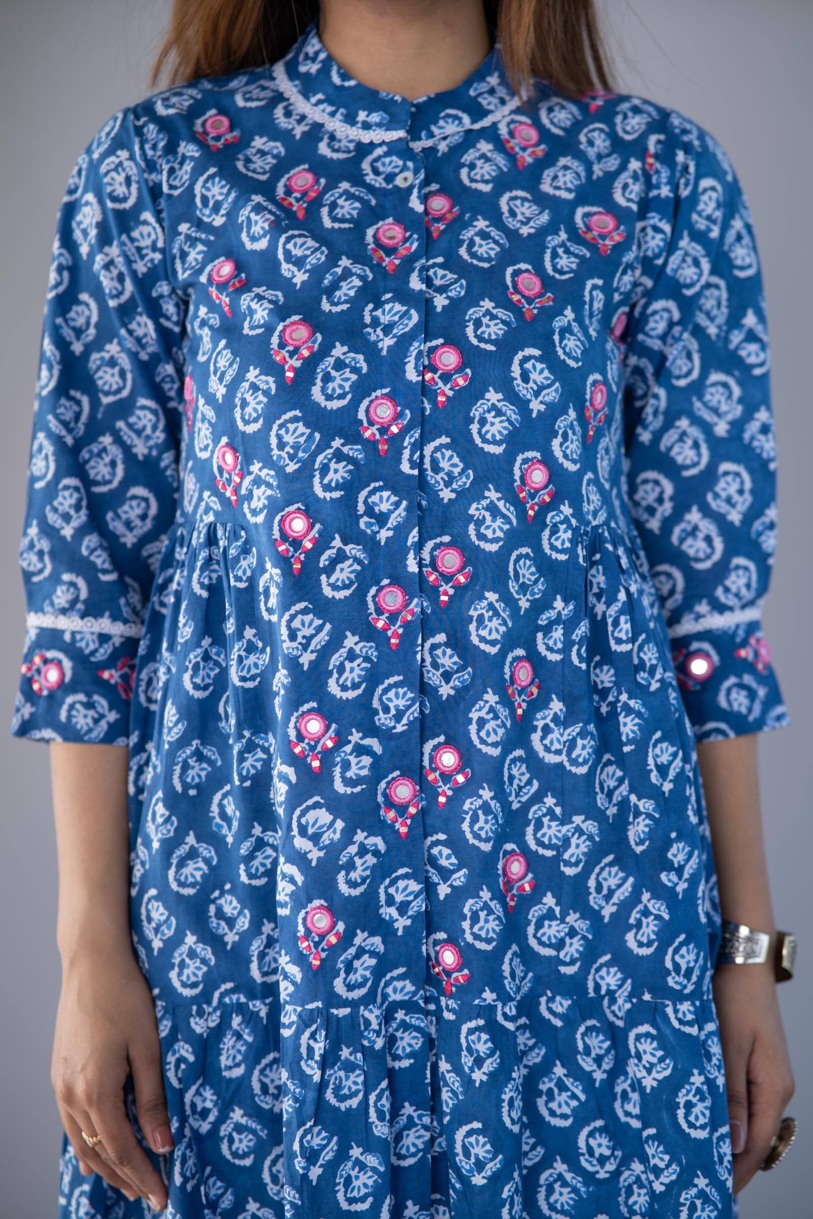 Indigo Blue Mirror Work Kurta