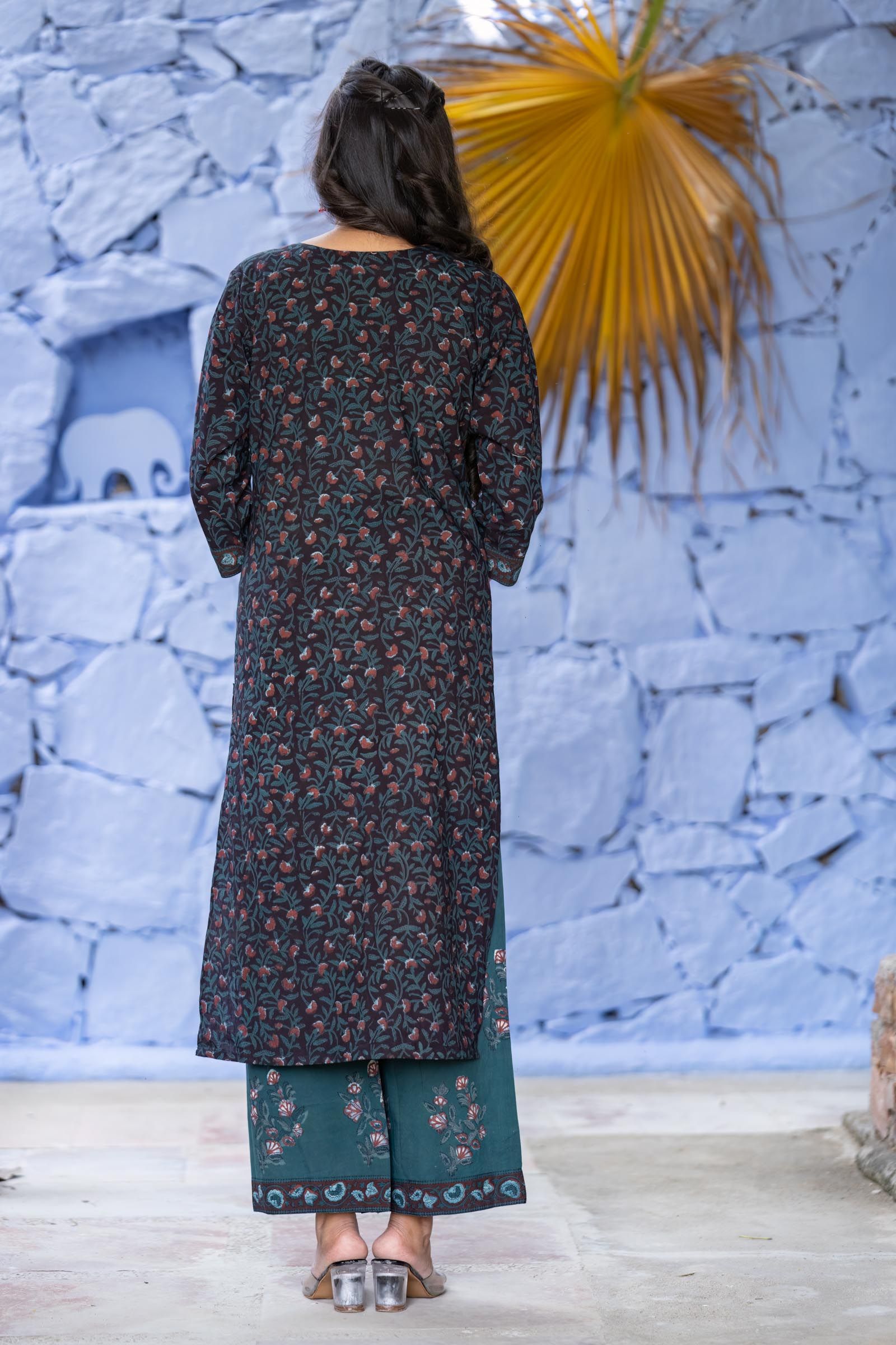 Floral Bagru Kurta