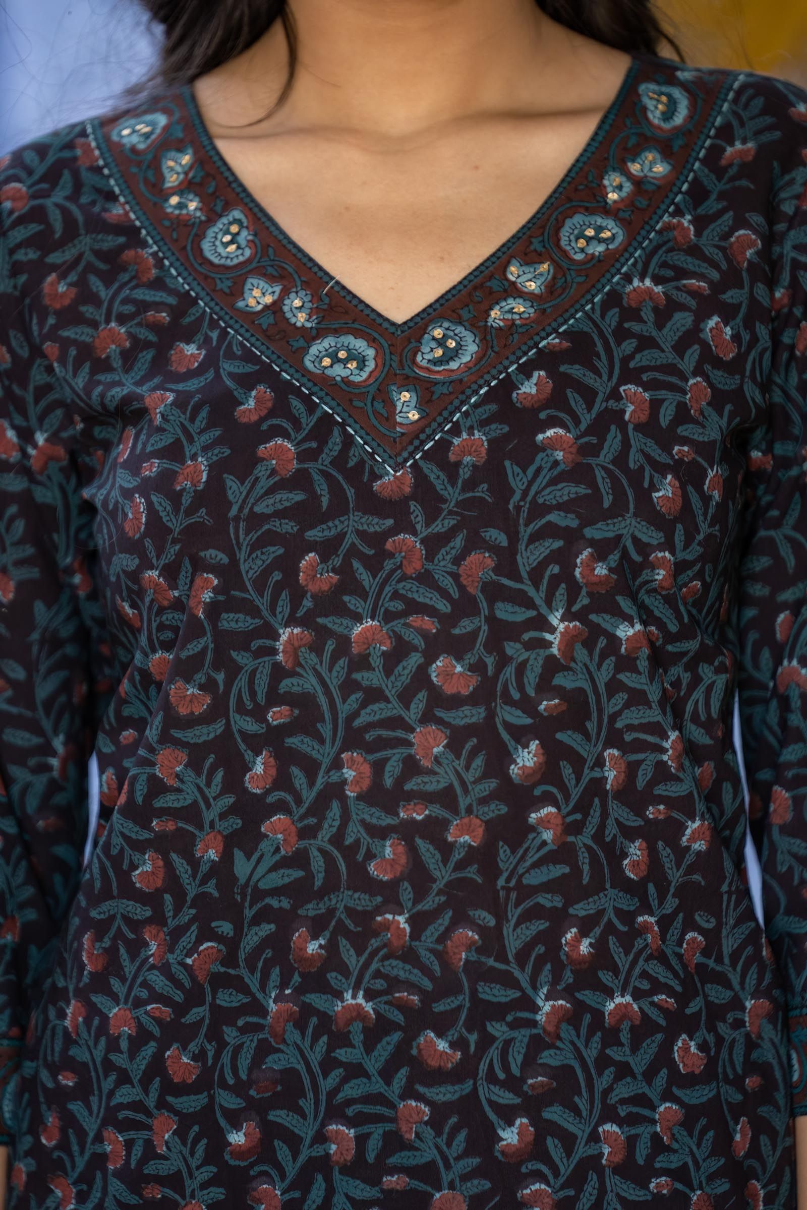 Floral Bagru Kurta