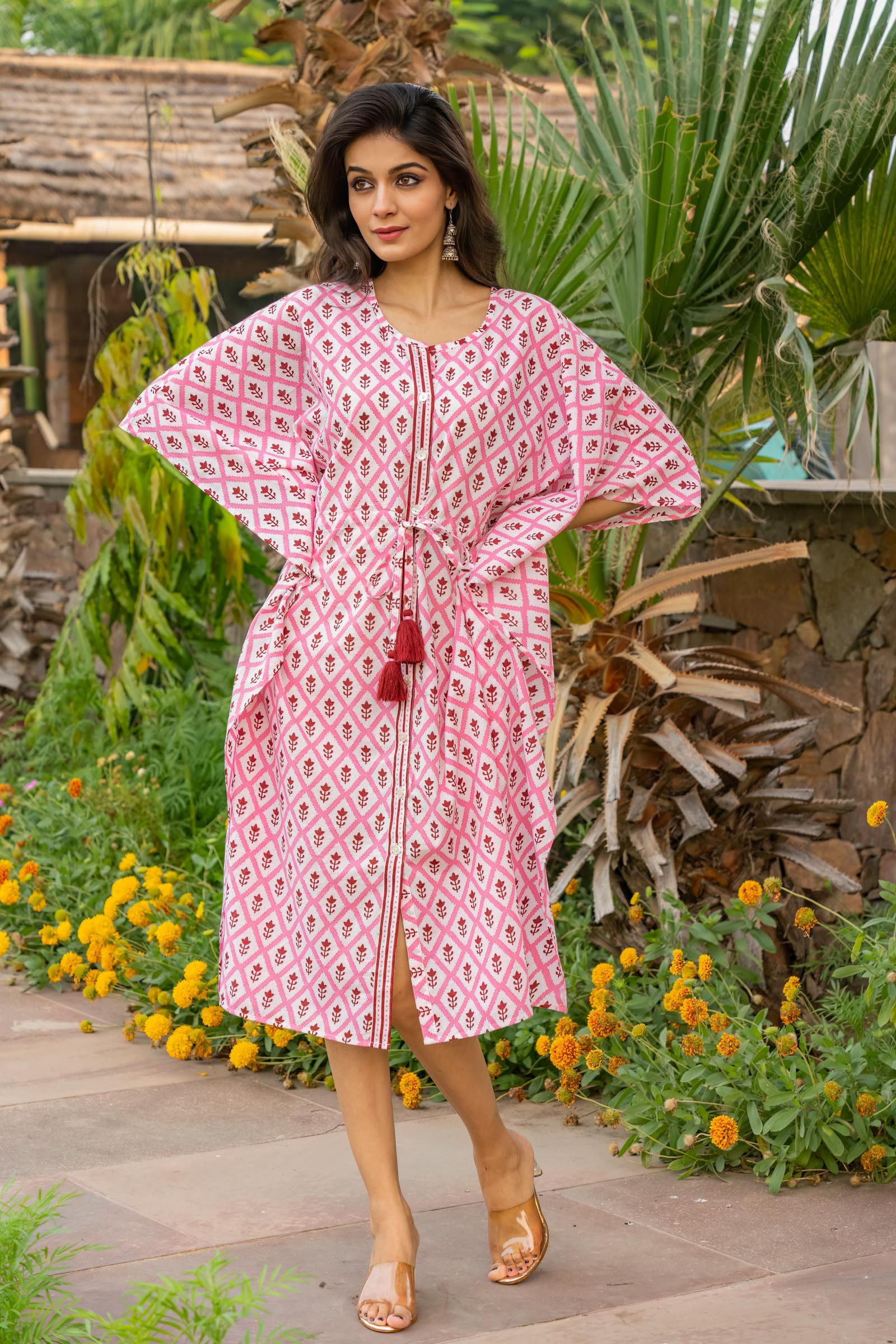 Pink Floral Kaftan