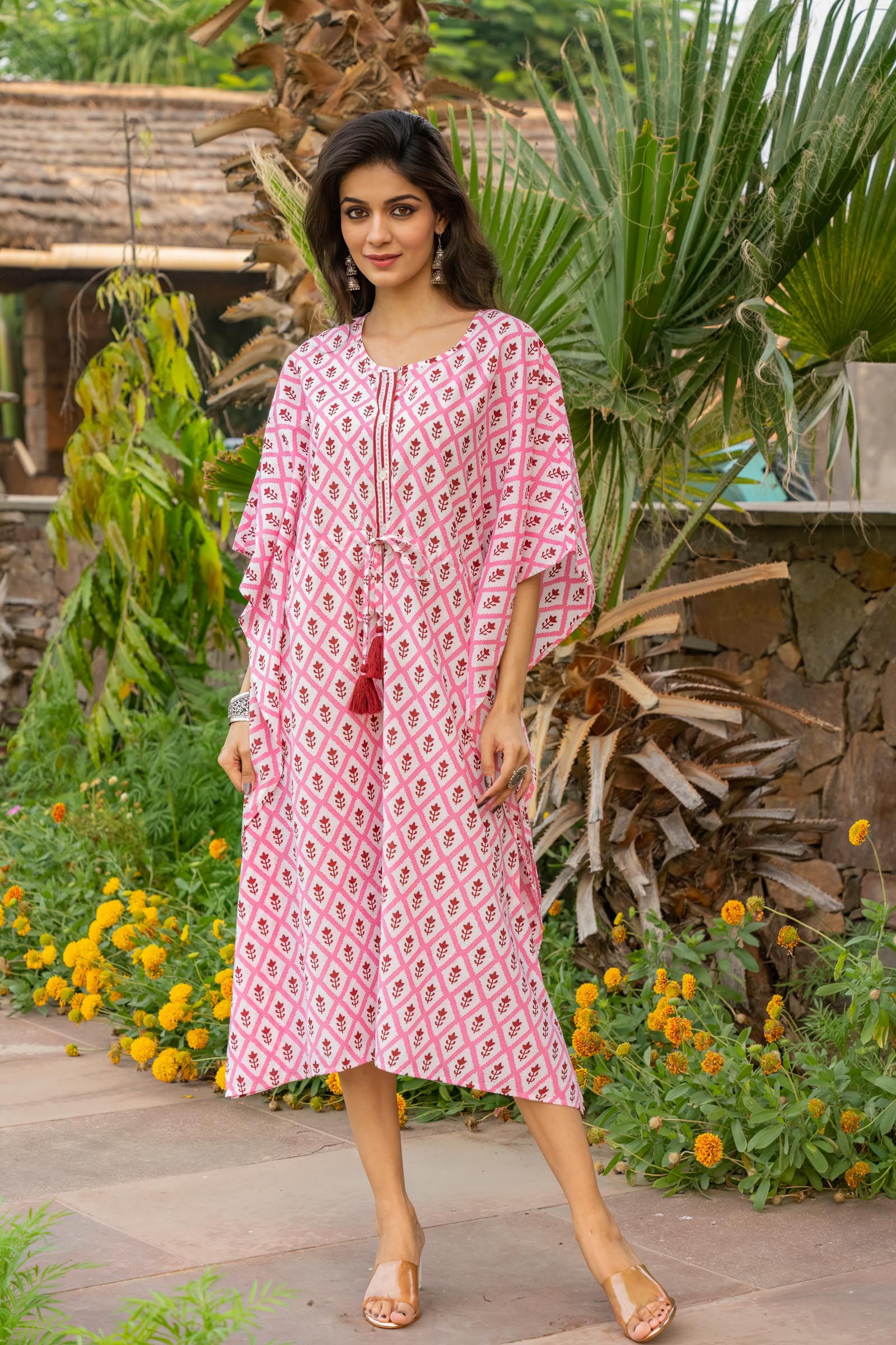 Pink Floral Kaftan