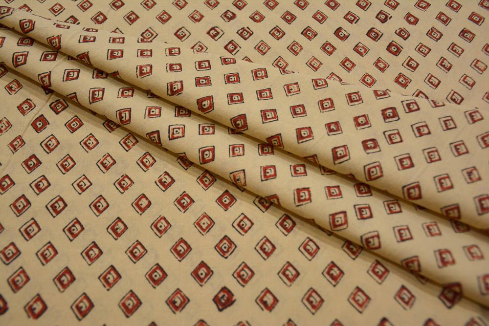 Bagru Diamond Hand Block Printed Cotton Fabric