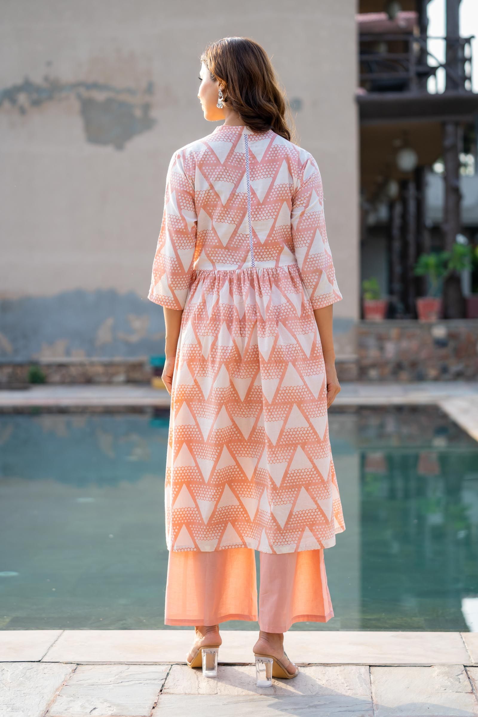 Peach Lace Kurta