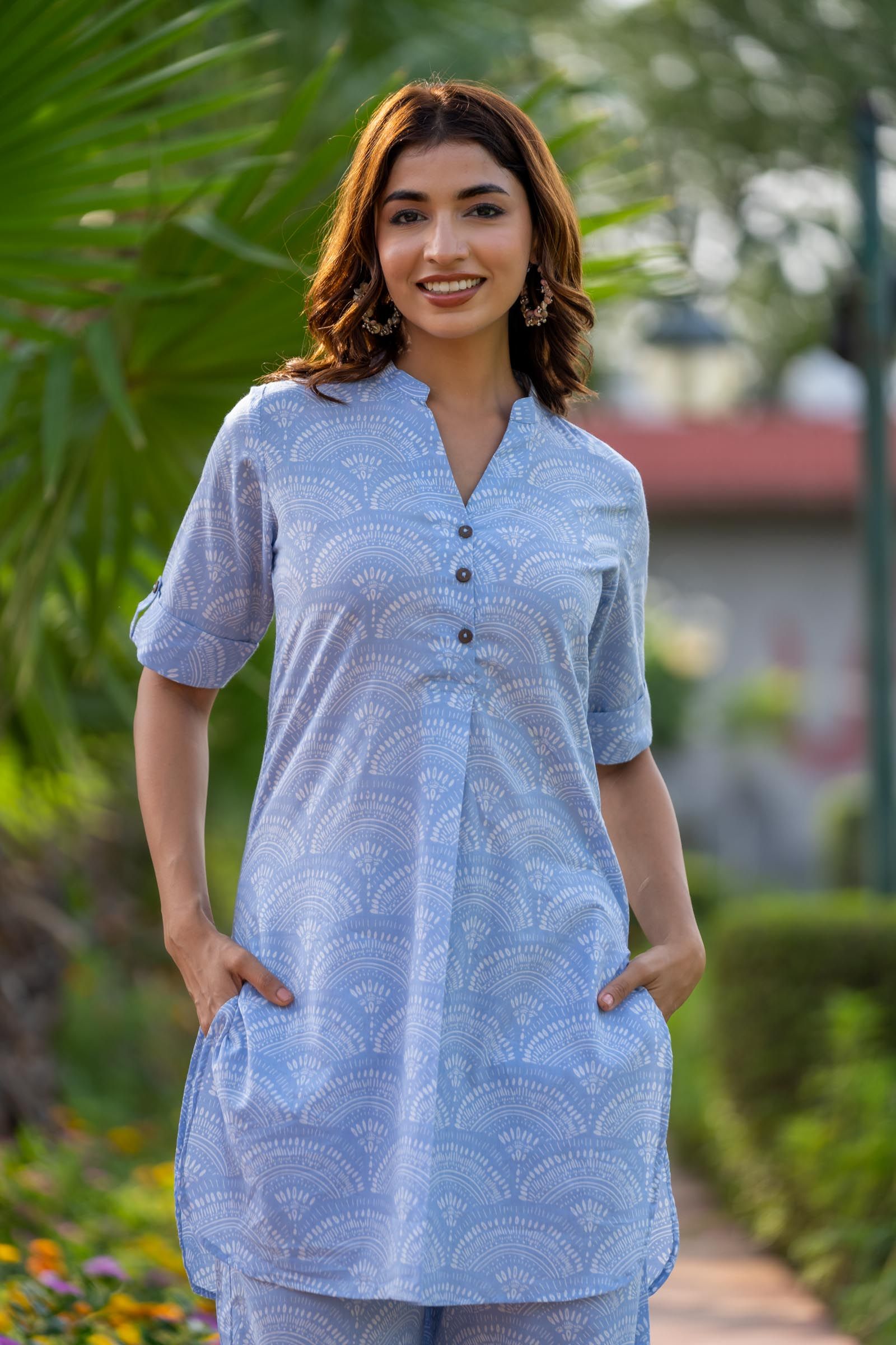 Serene Blue Printed Kurta