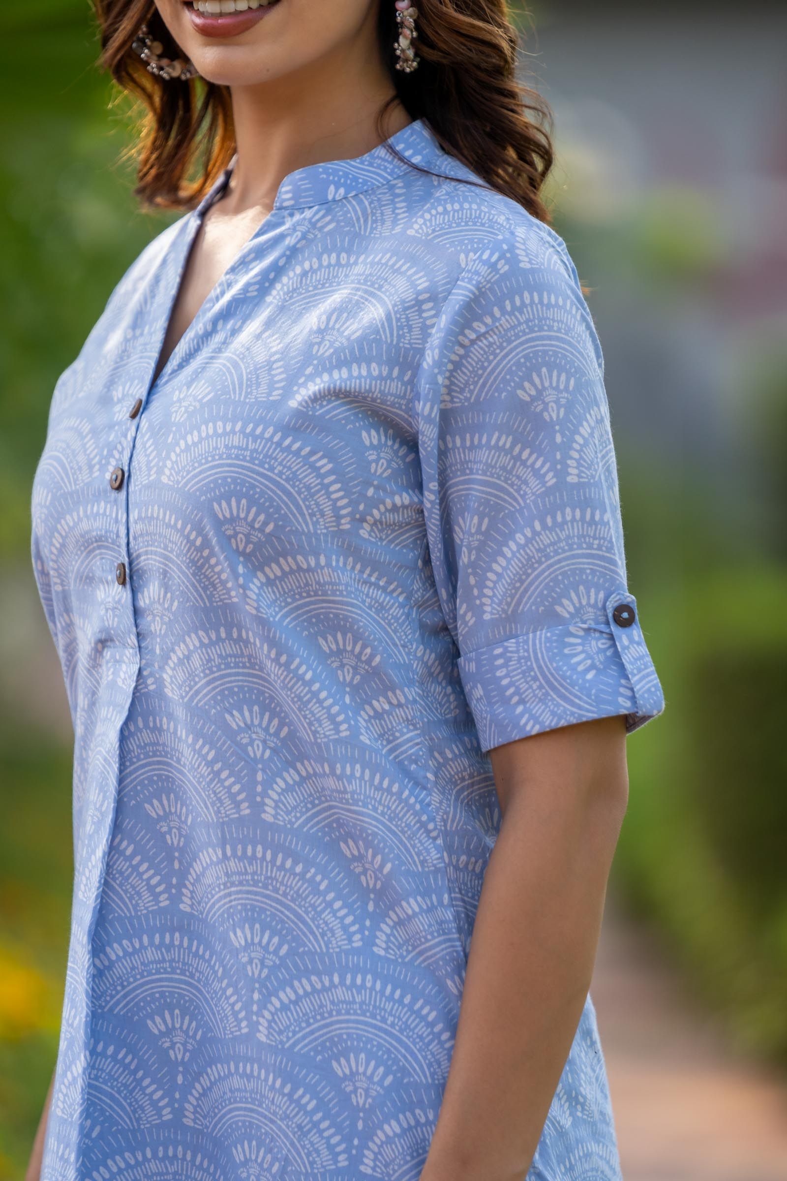 Serene Blue Printed Kurta