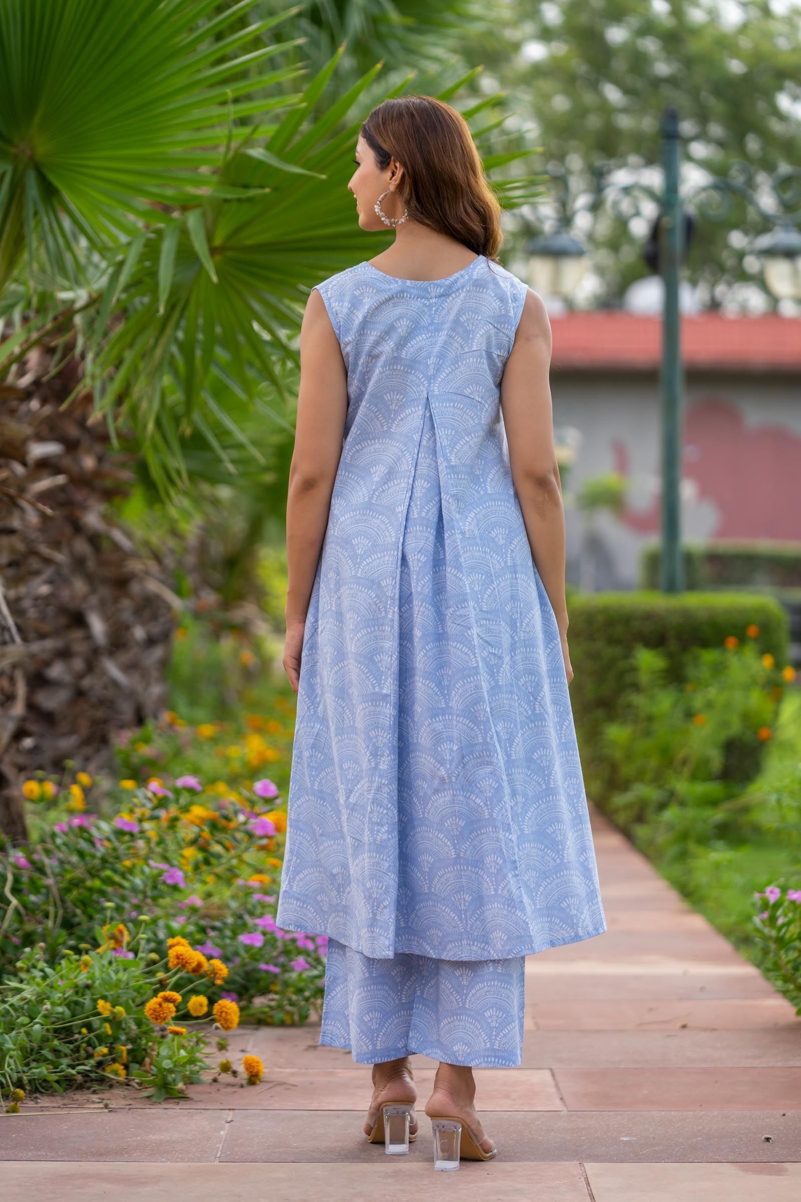 Serene Blue Sleeveless 2 Piece Set