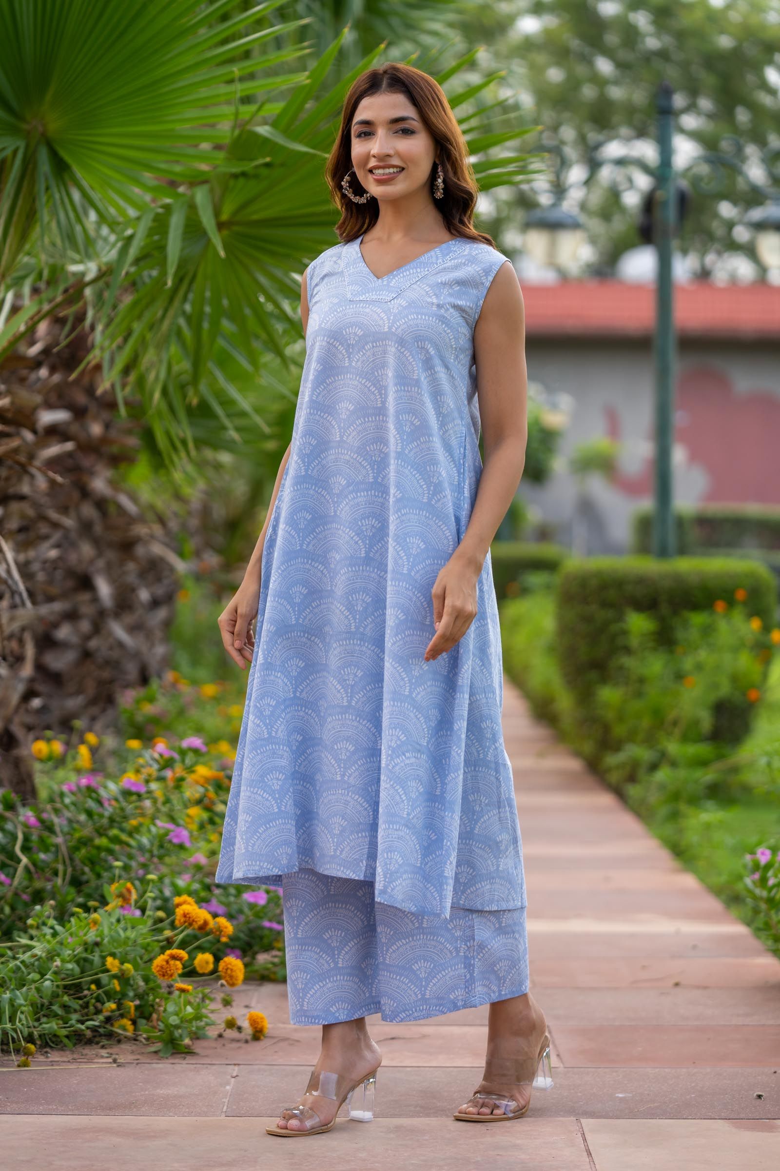 Serene Blue Sleeveless 2 Piece Set