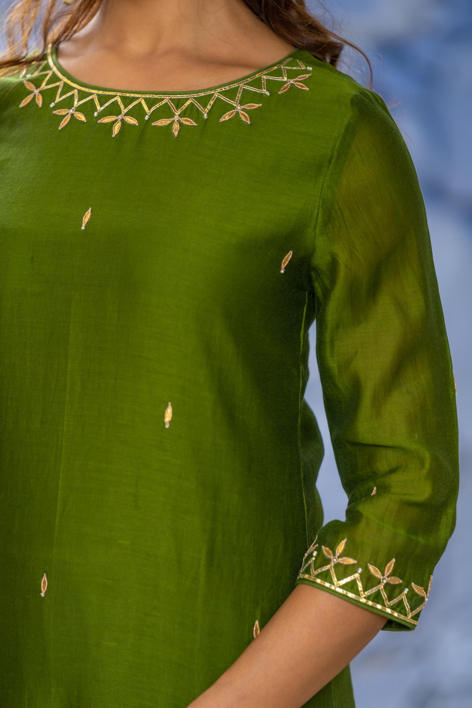 Green Chanderi  Kurta 