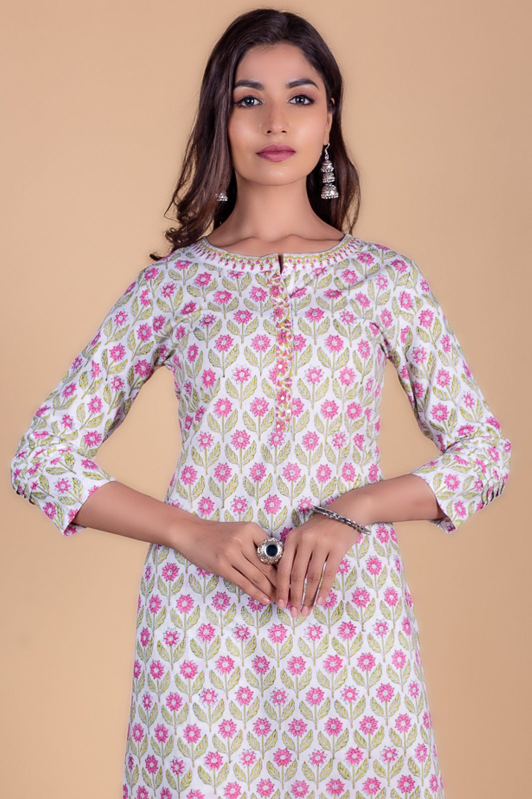 Paradise Pink Block Printed Kurta 