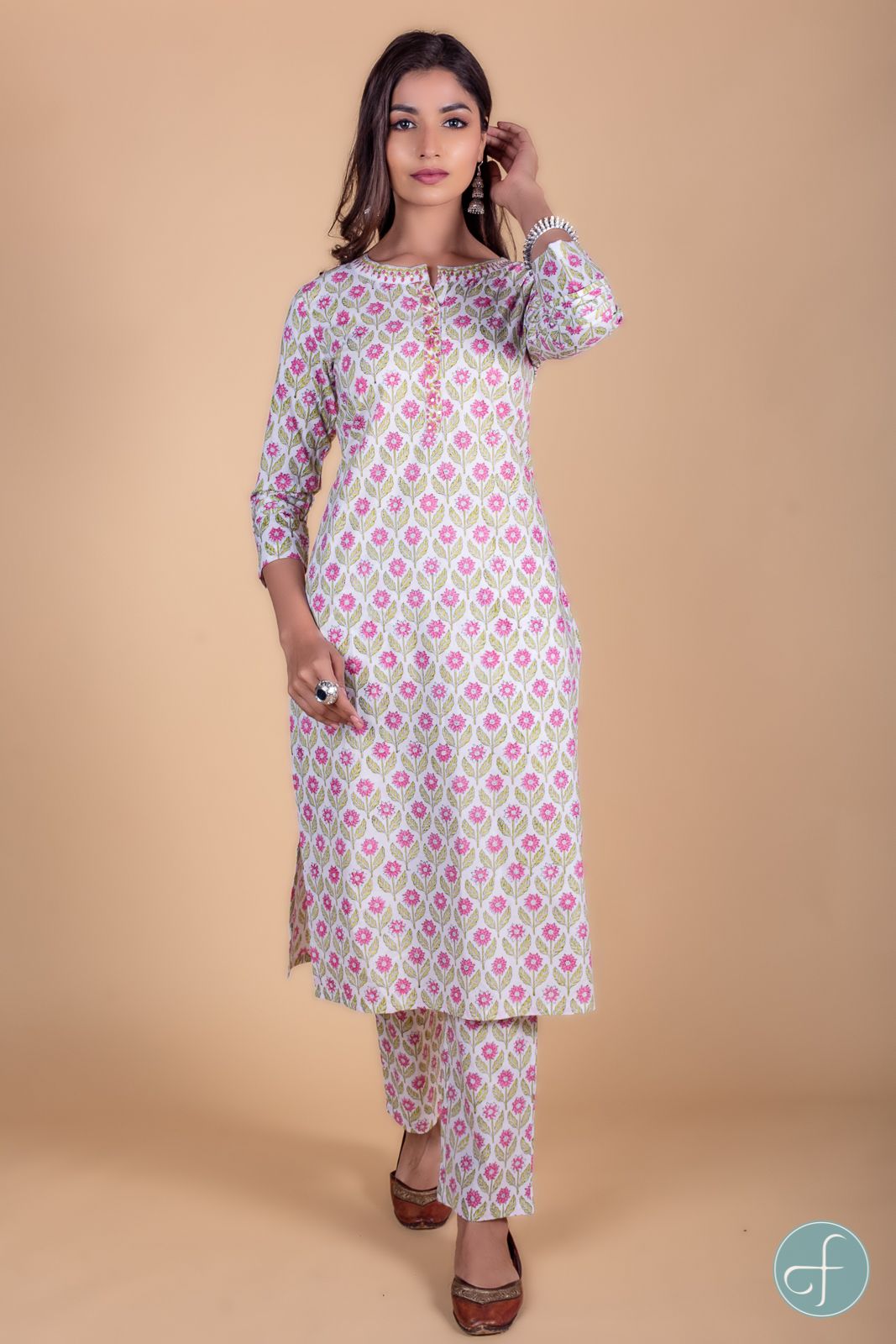 Paradise Pink Block Printed Kurta 