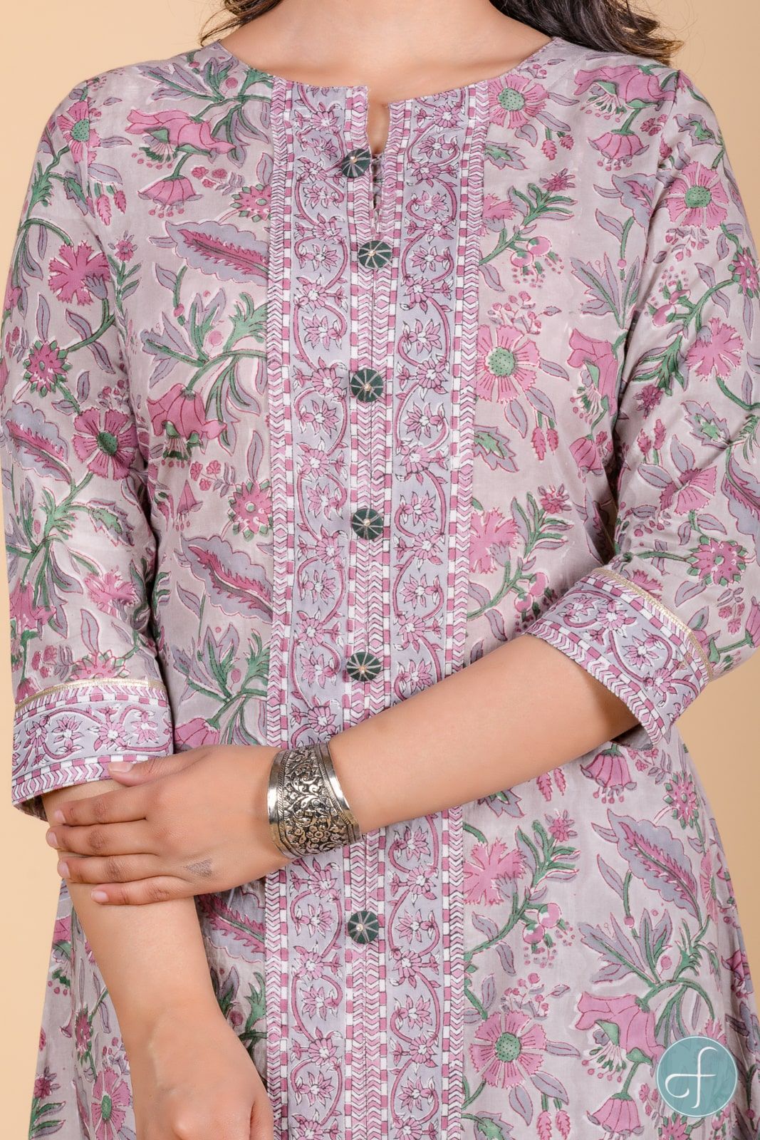 Buy Lavender Fog Block Printed A-Line Kurta Set - KS5