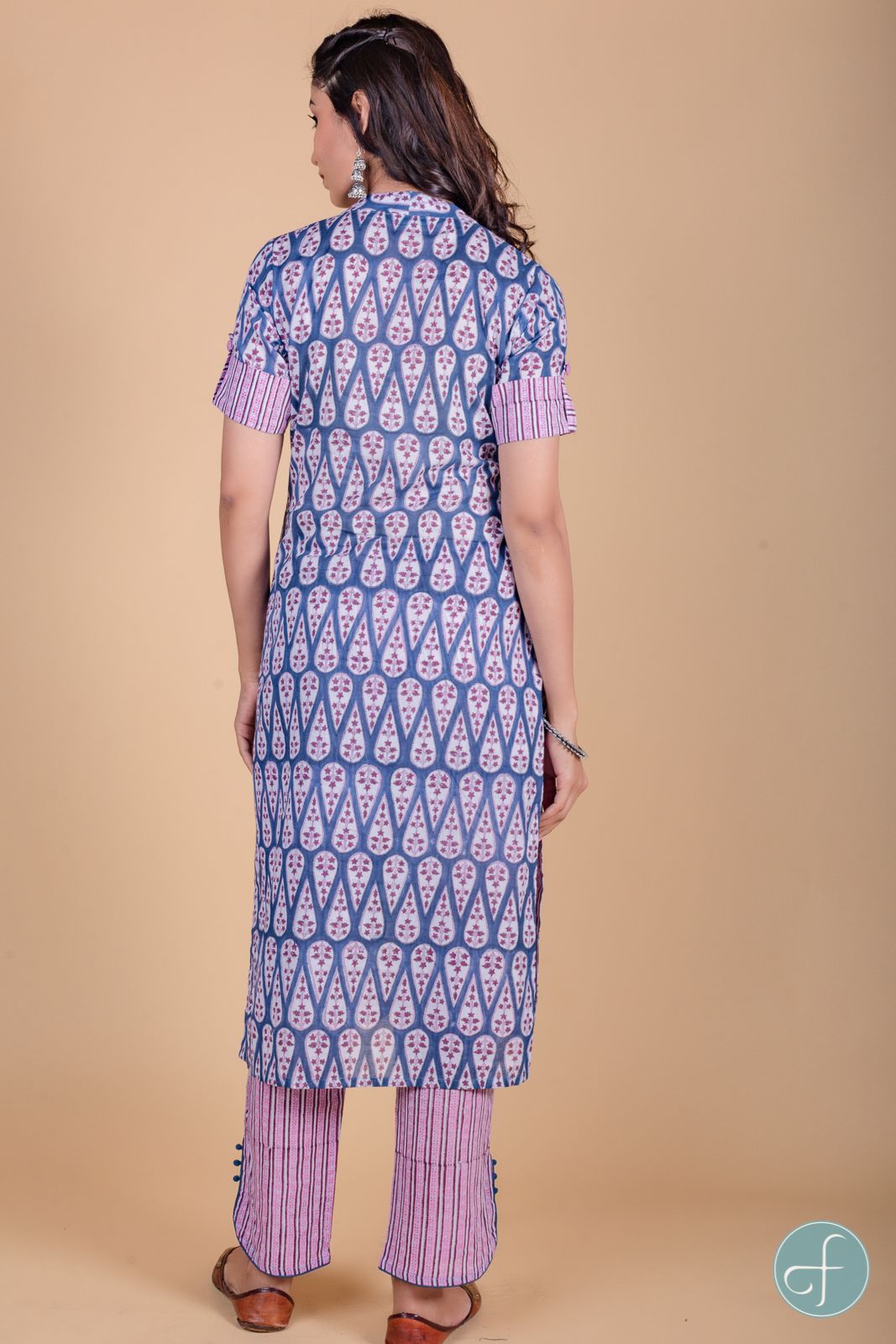 Quartz Blue Block Printed Kurta 