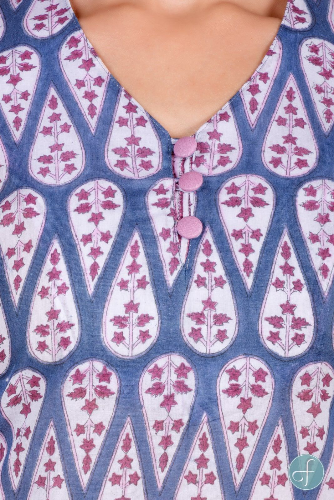 Quartz Blue Block Printed Kurta 