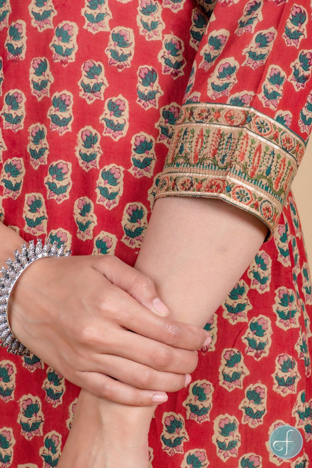 Brick Red Block Printed Kurta 