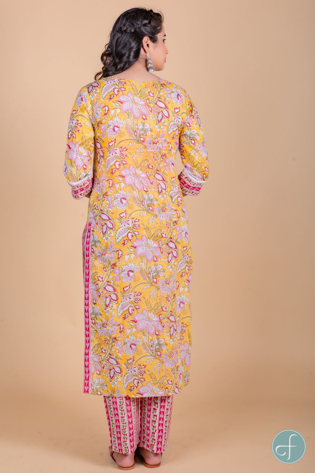 Yellow Floral Block Printed Kurta