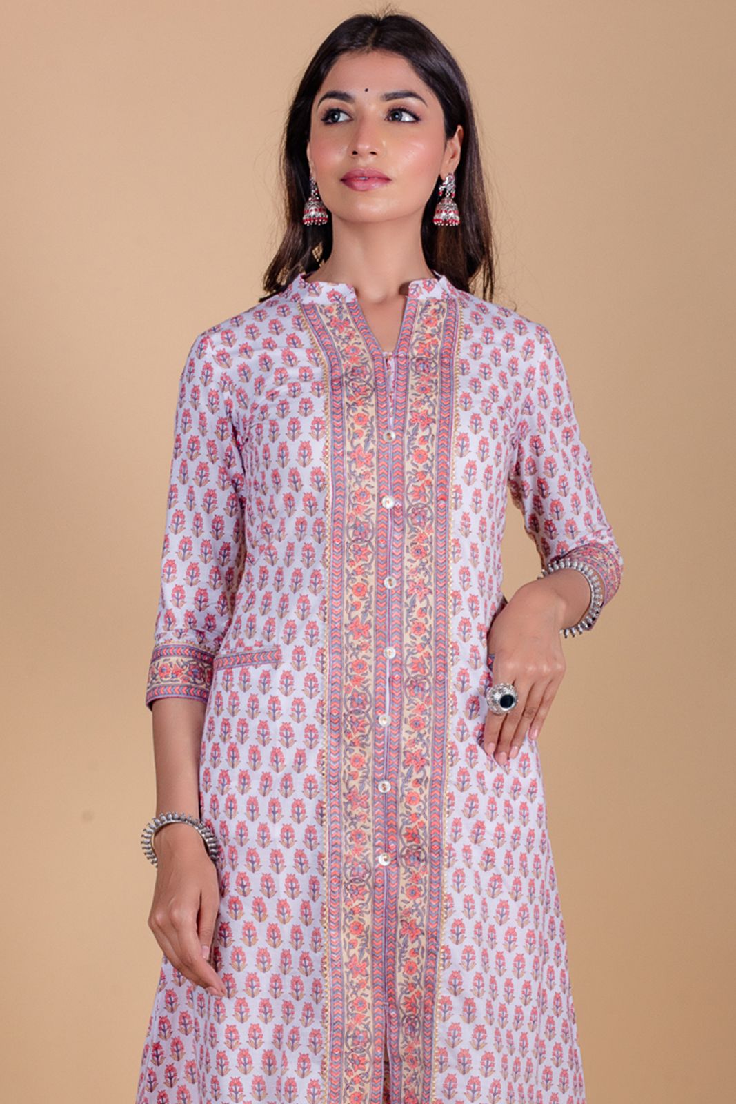 Coral Peach A Line Kurta 