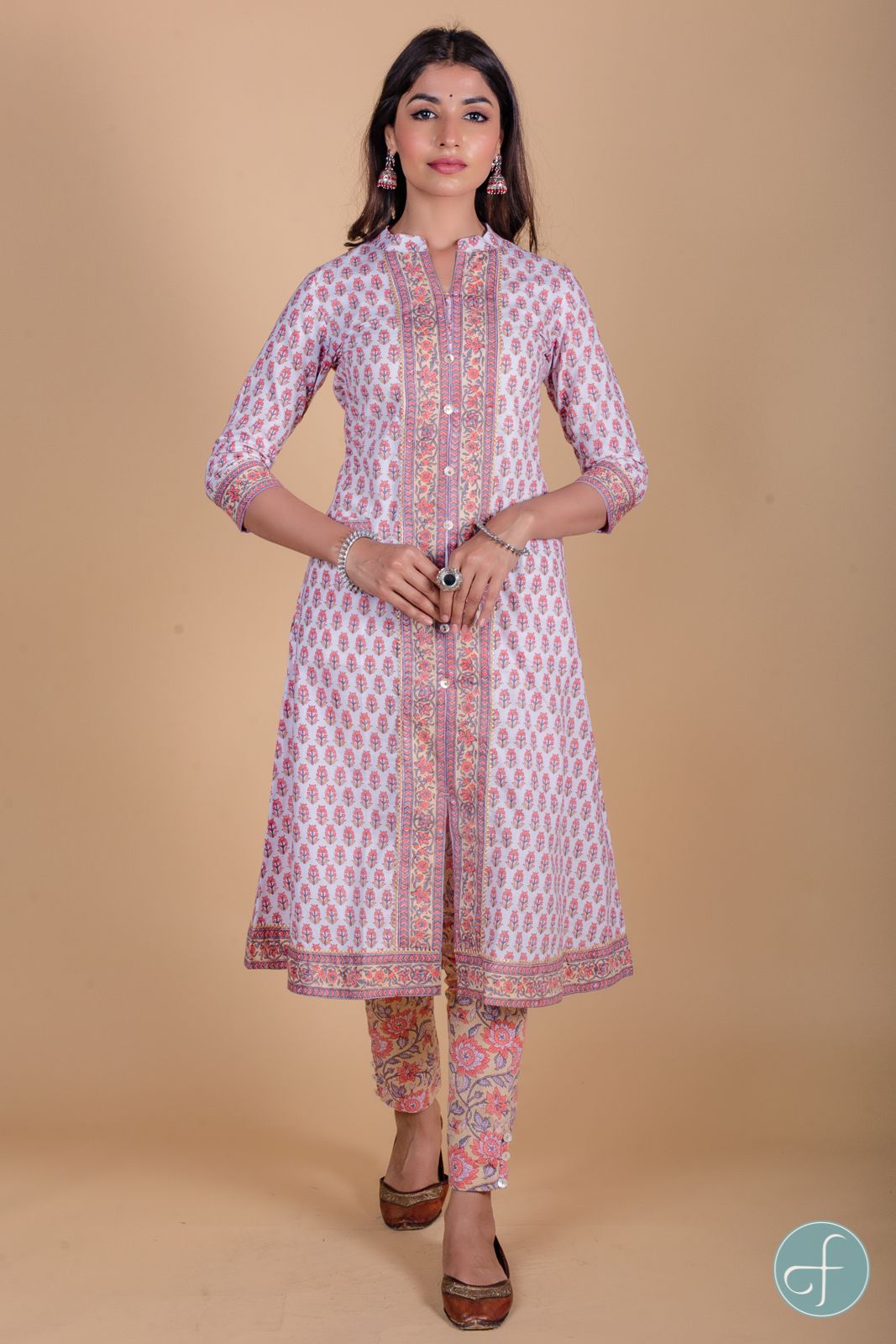 Coral Peach A Line Kurta 