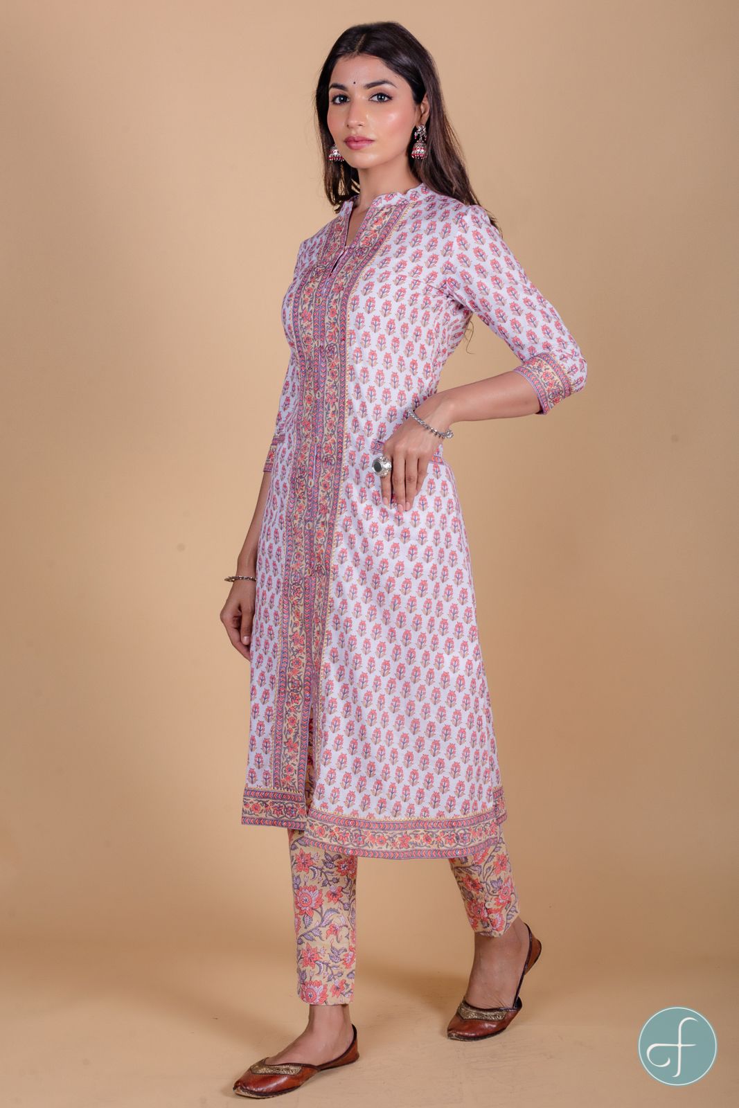 Coral Peach A Line Kurta 