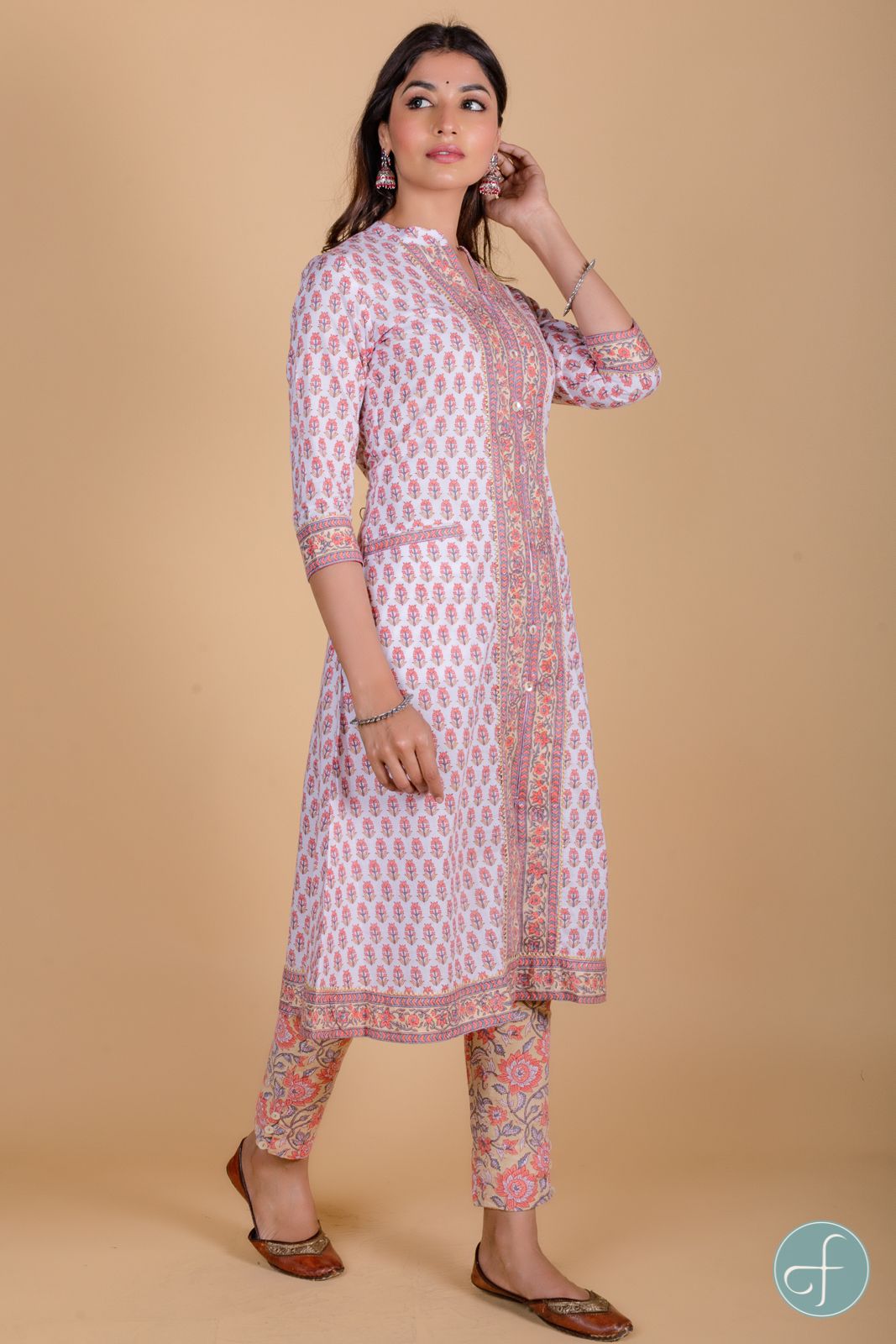 Coral Peach A Line Kurta 