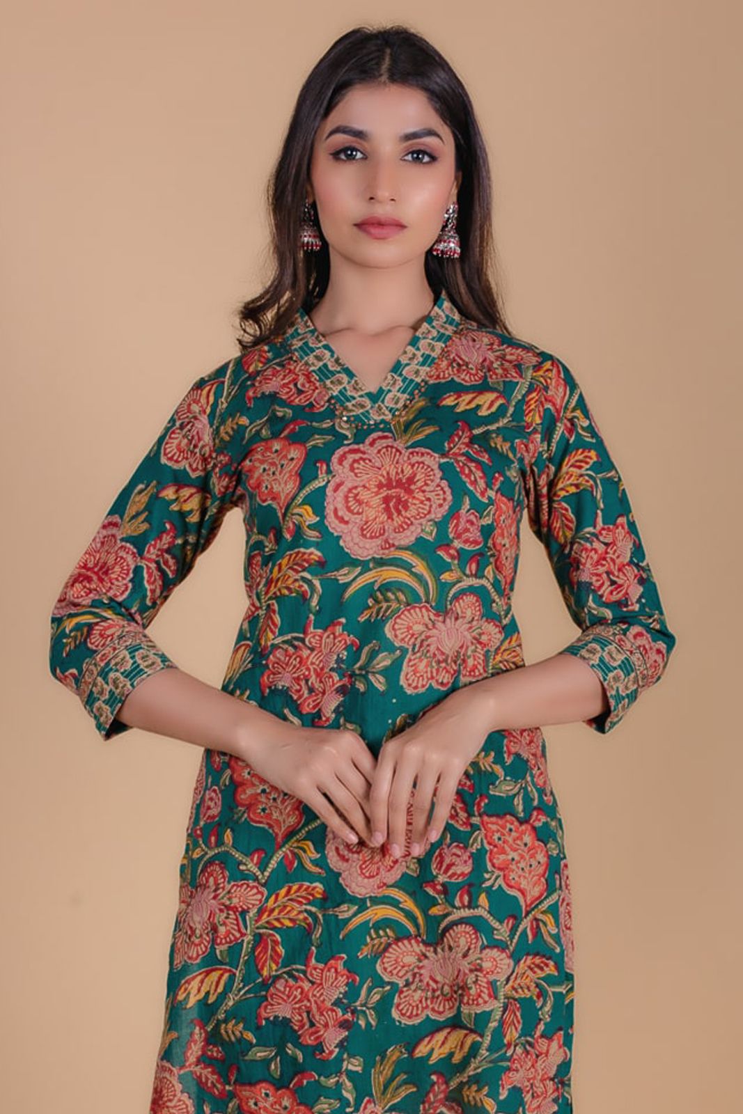 Pine Green Block Printed Kurta 