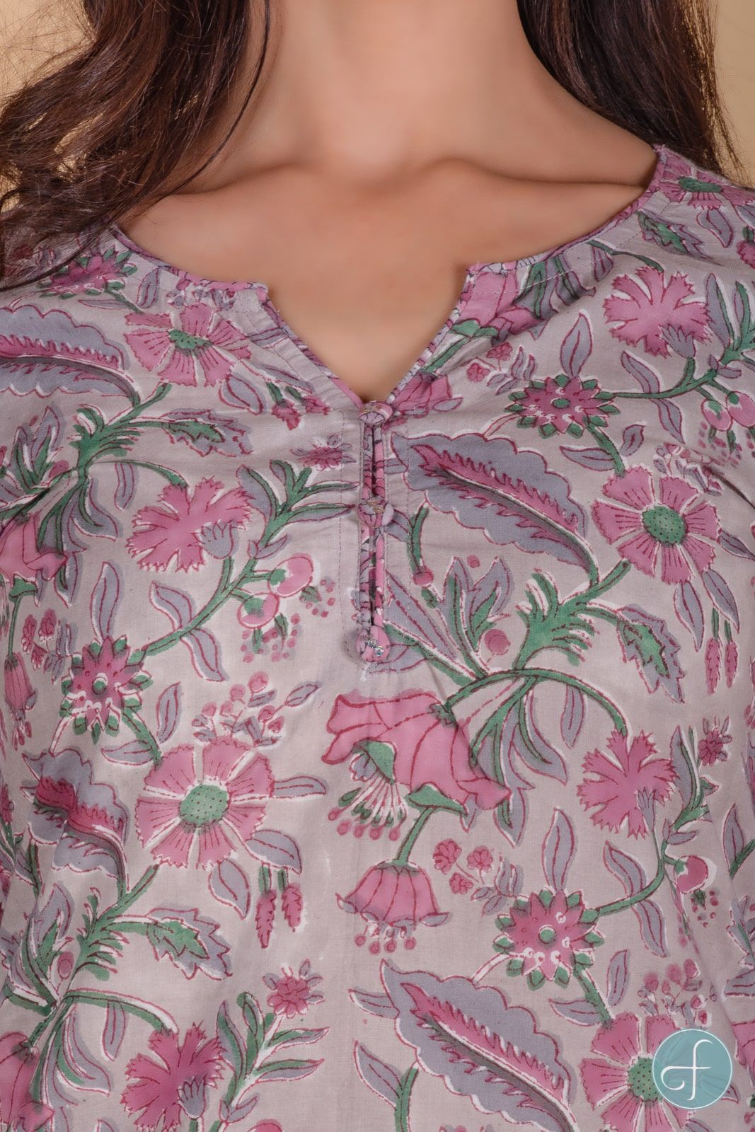 Liliac Floral Block Printed Kurta