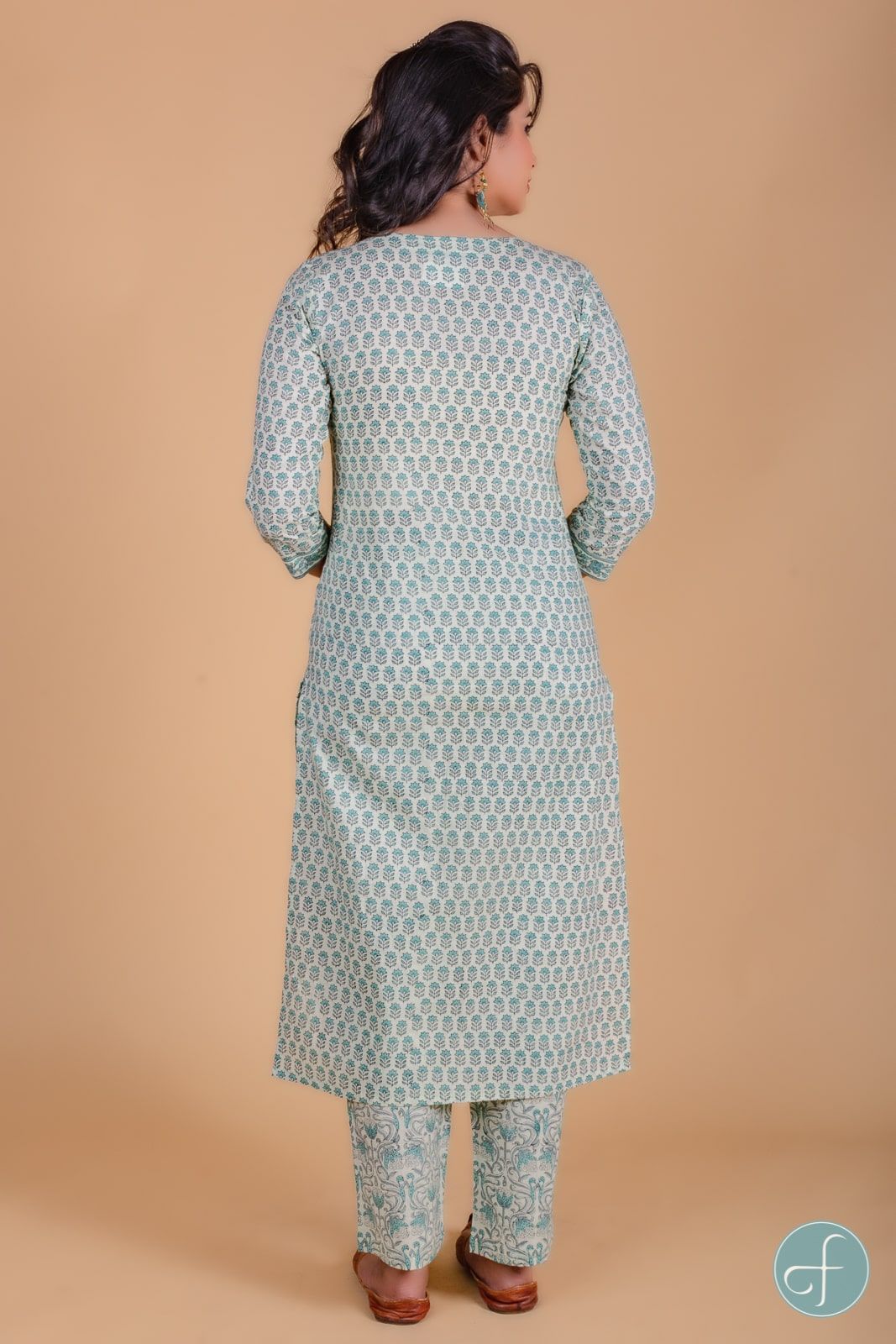 Pistachio Green Block Printed Kurta