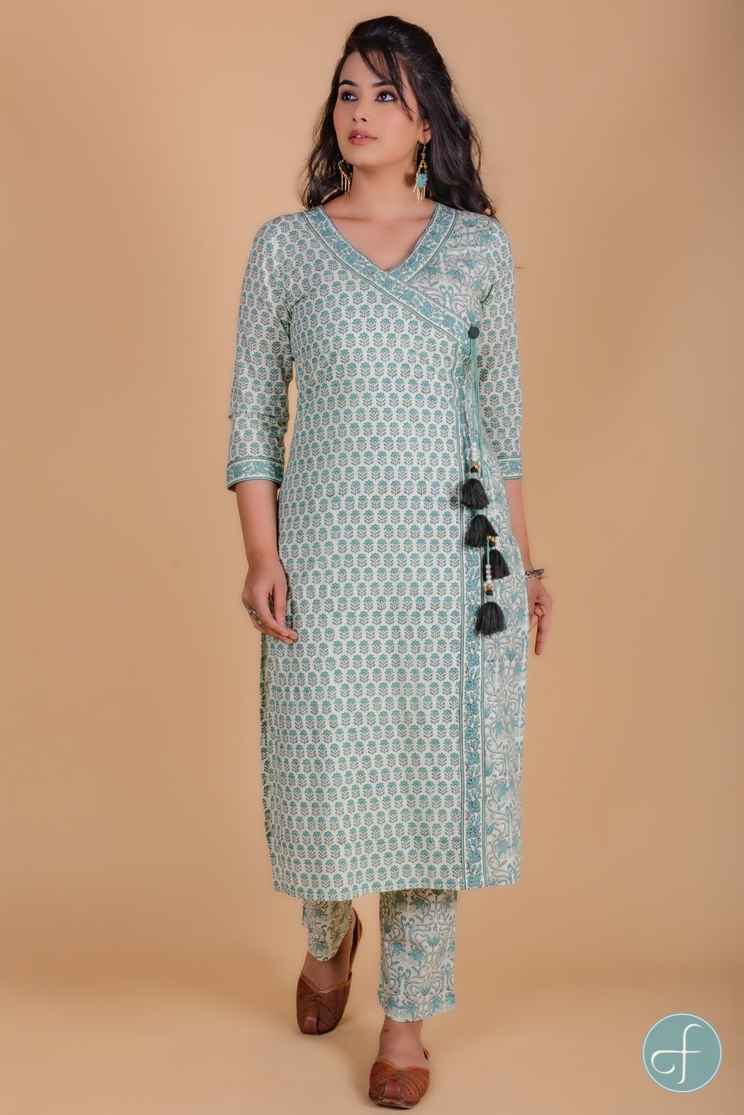 Pistachio Green Block Printed Kurta