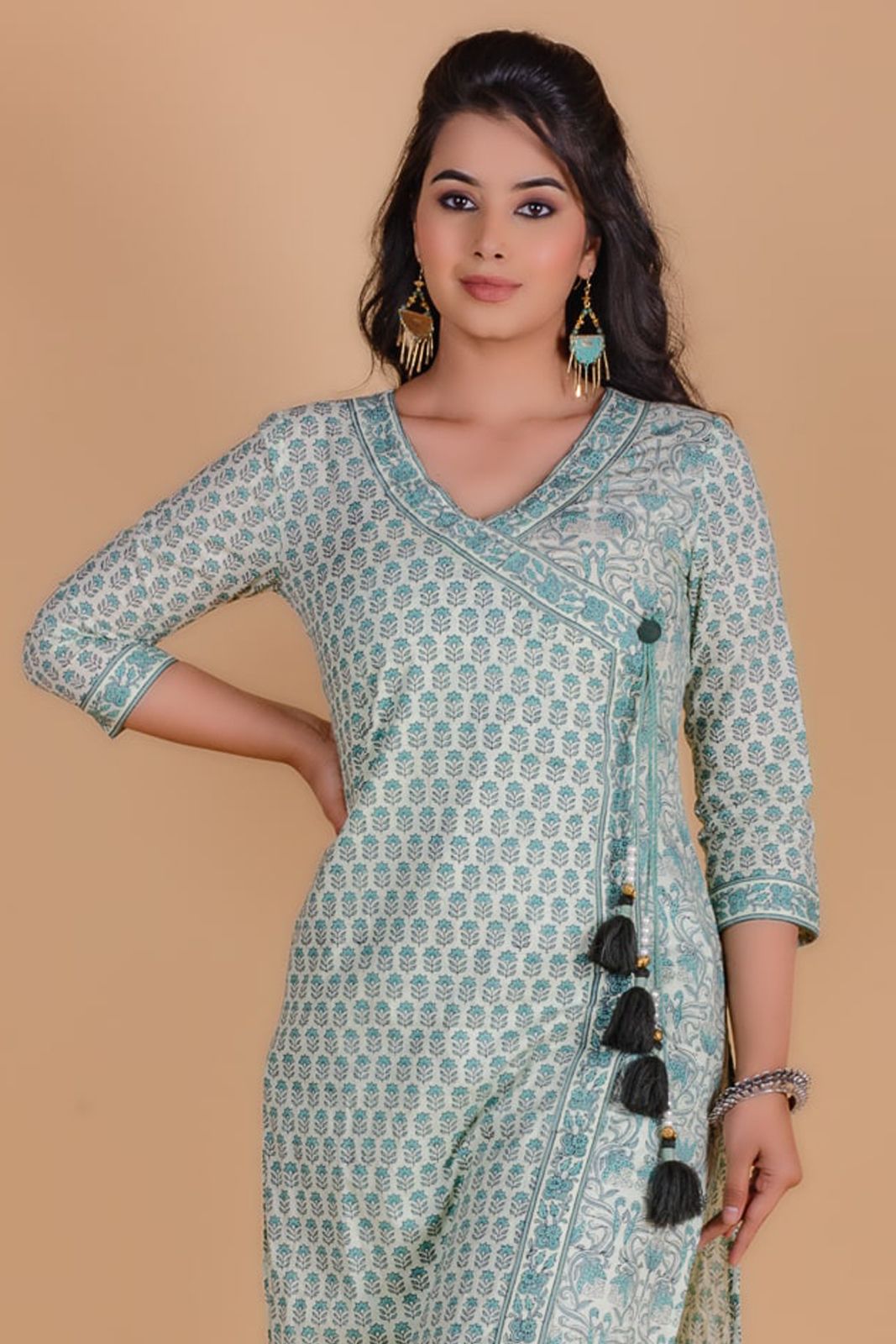 Pistachio Green Block Printed Kurta