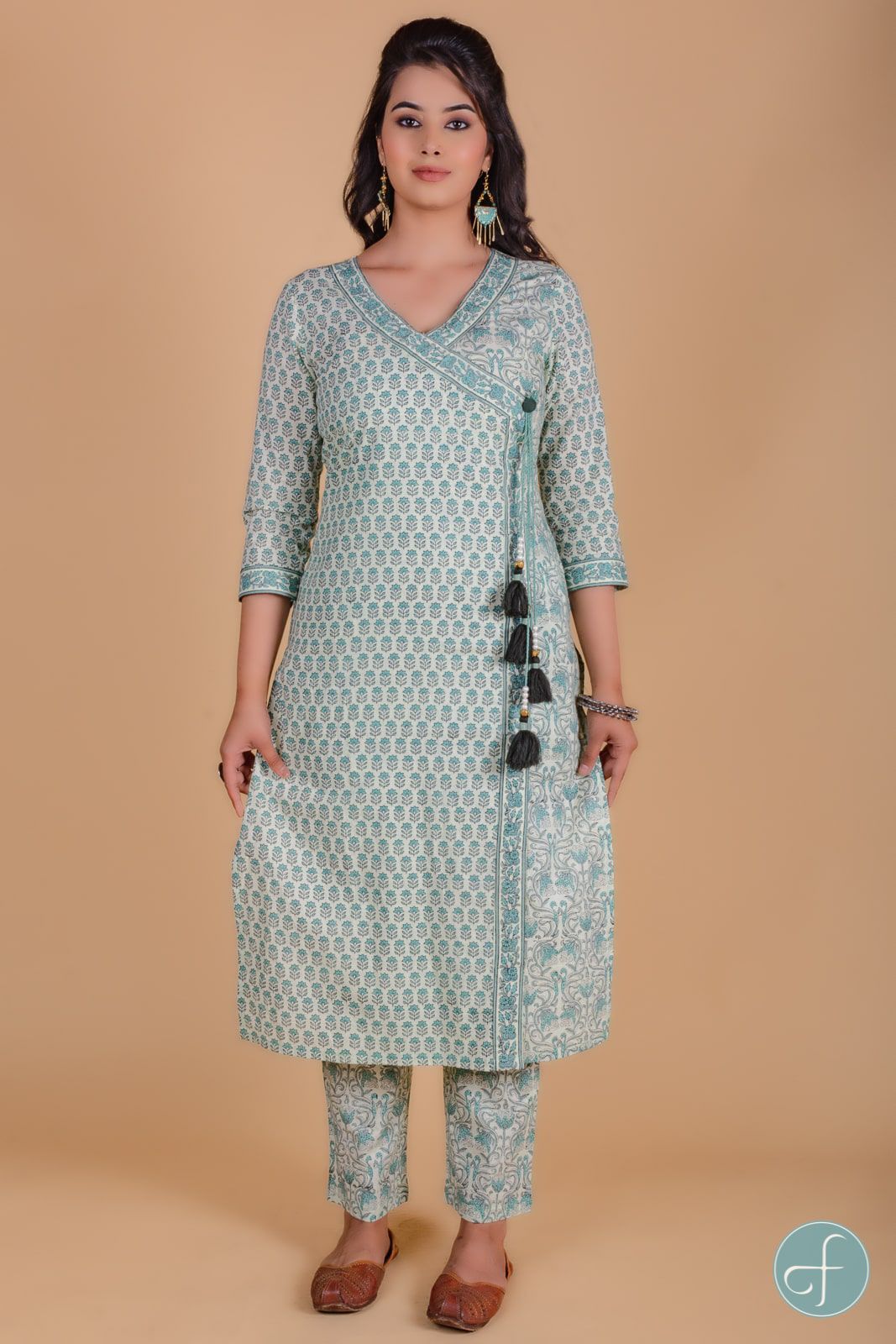 Pistachio Green Block Printed Kurta