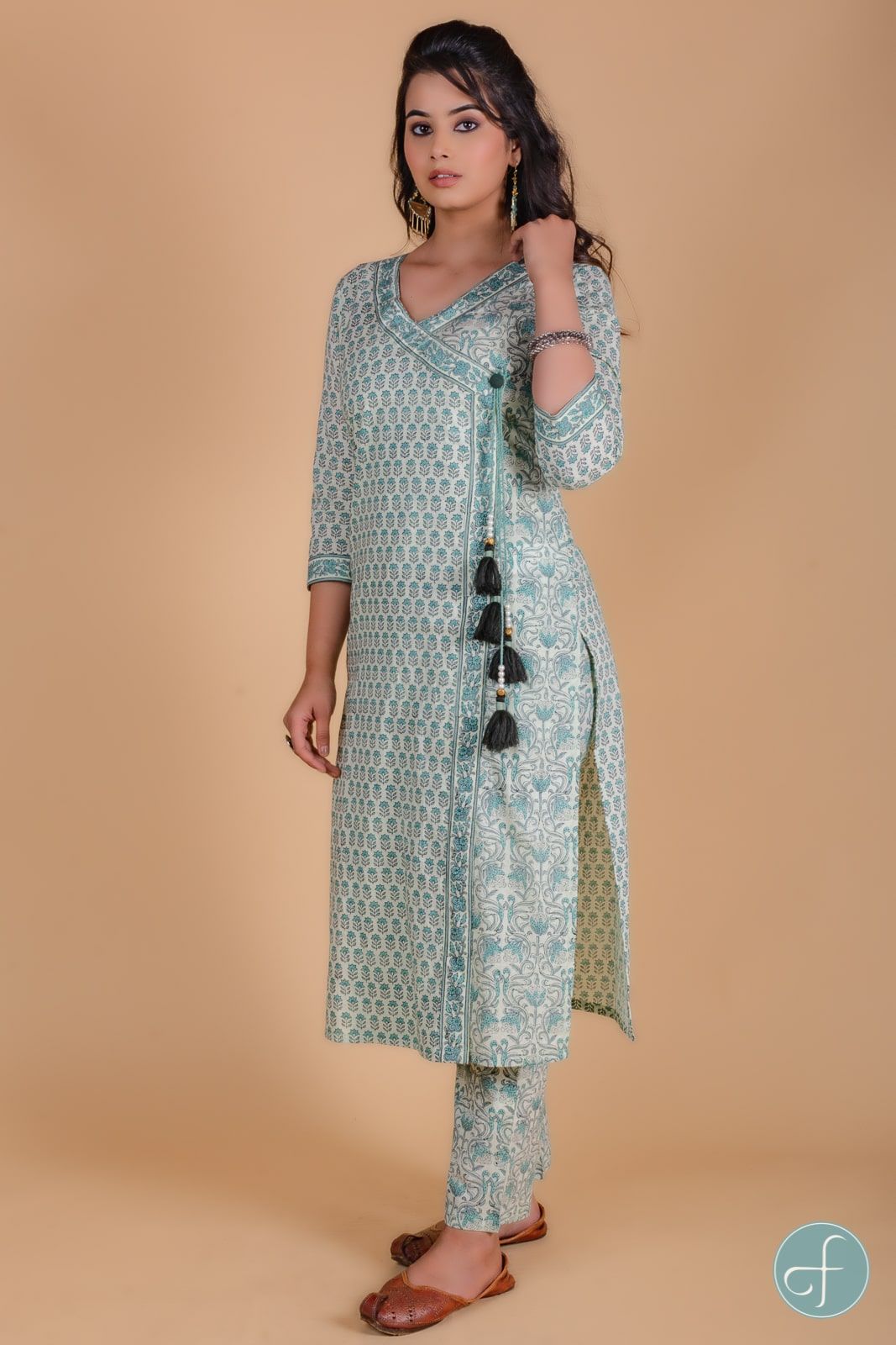 Pistachio Green Block Printed Kurta