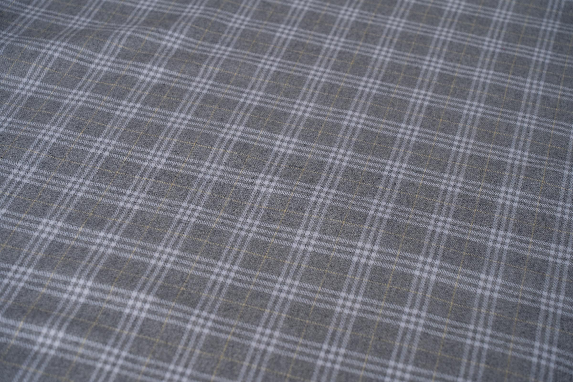 Grey Checks Tweed Wool Fabric