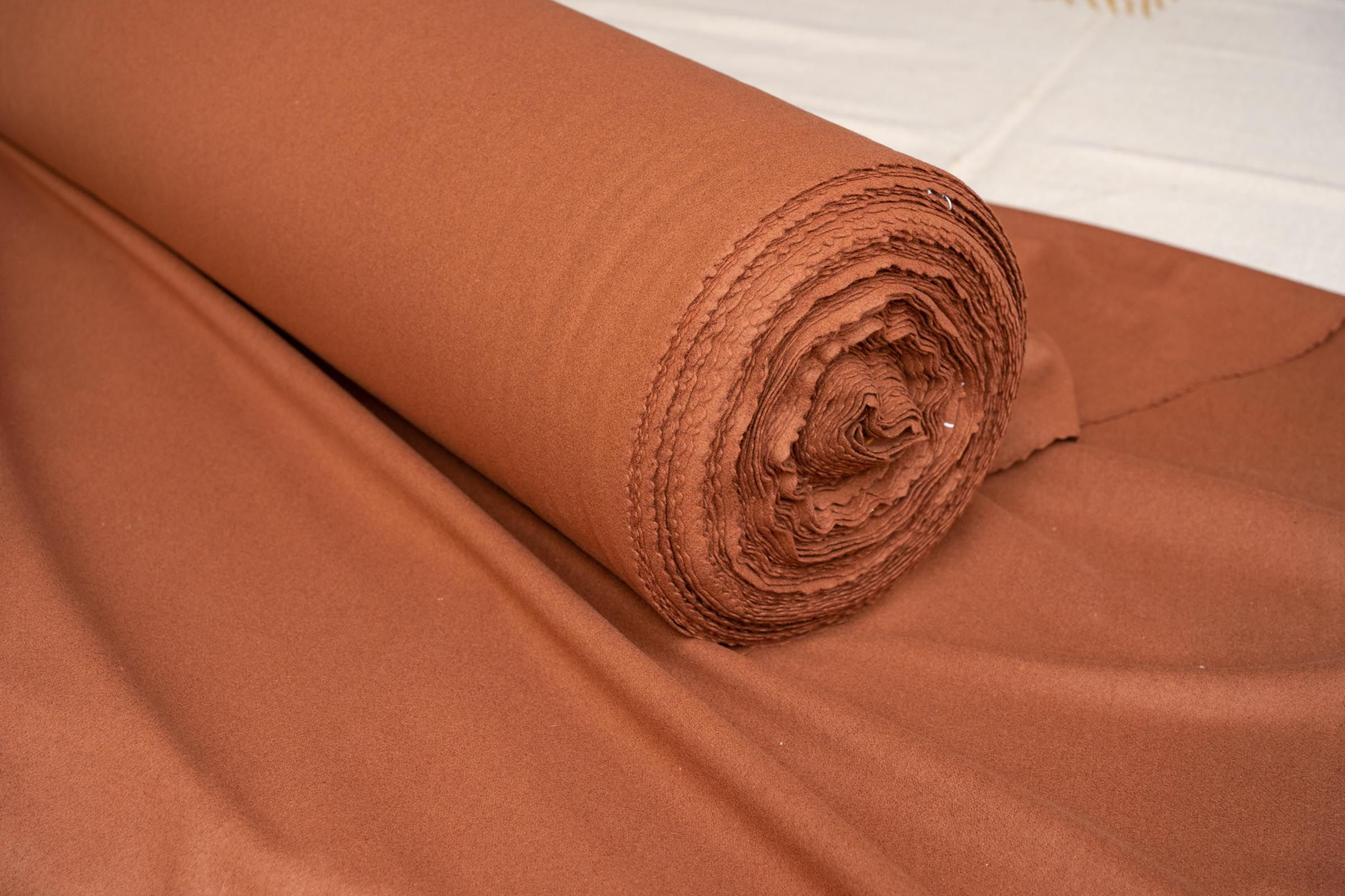 Mushroom Brown Solid Tweed Wool Fabric