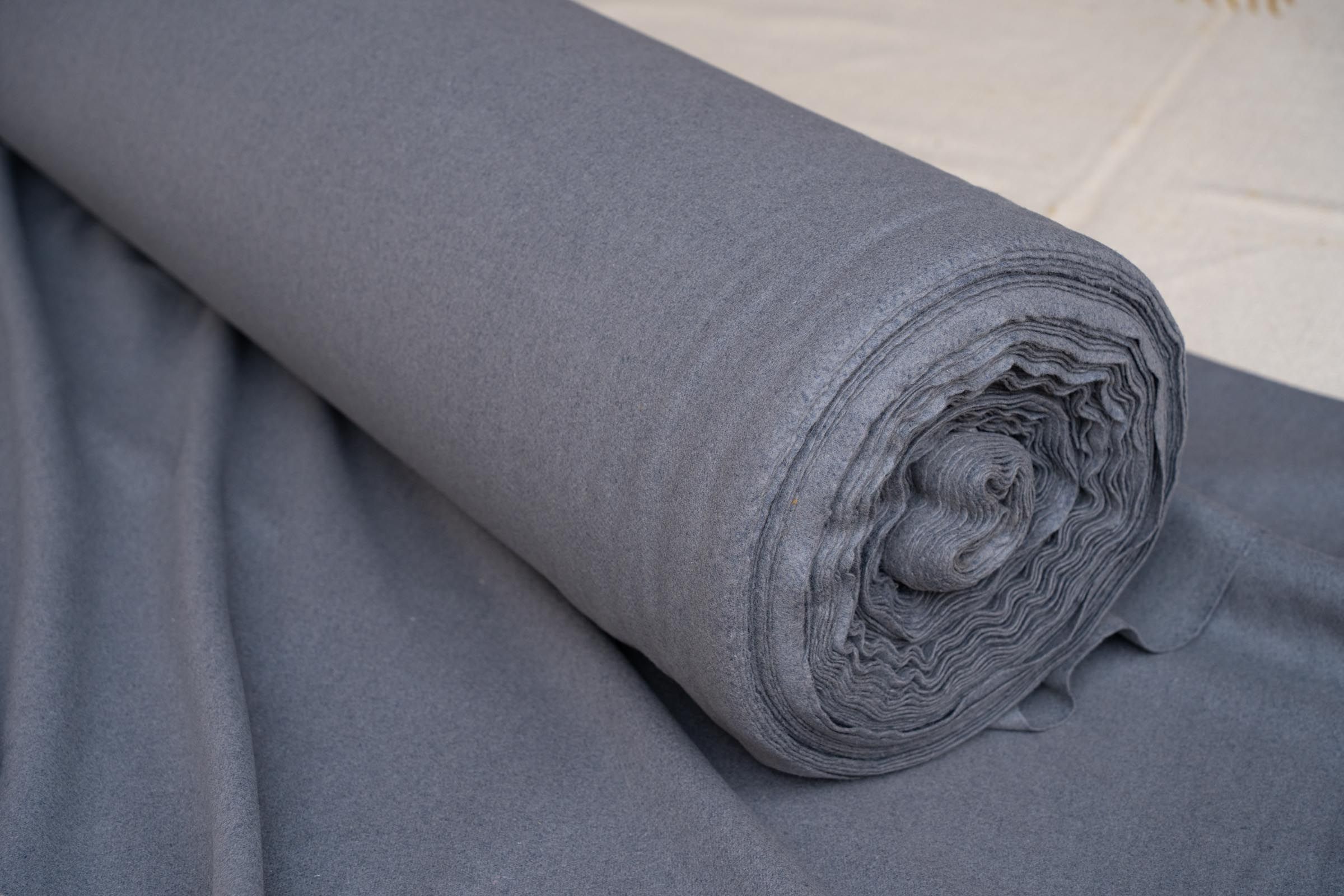 Cement Grey Solid Tweed Wool Fabric