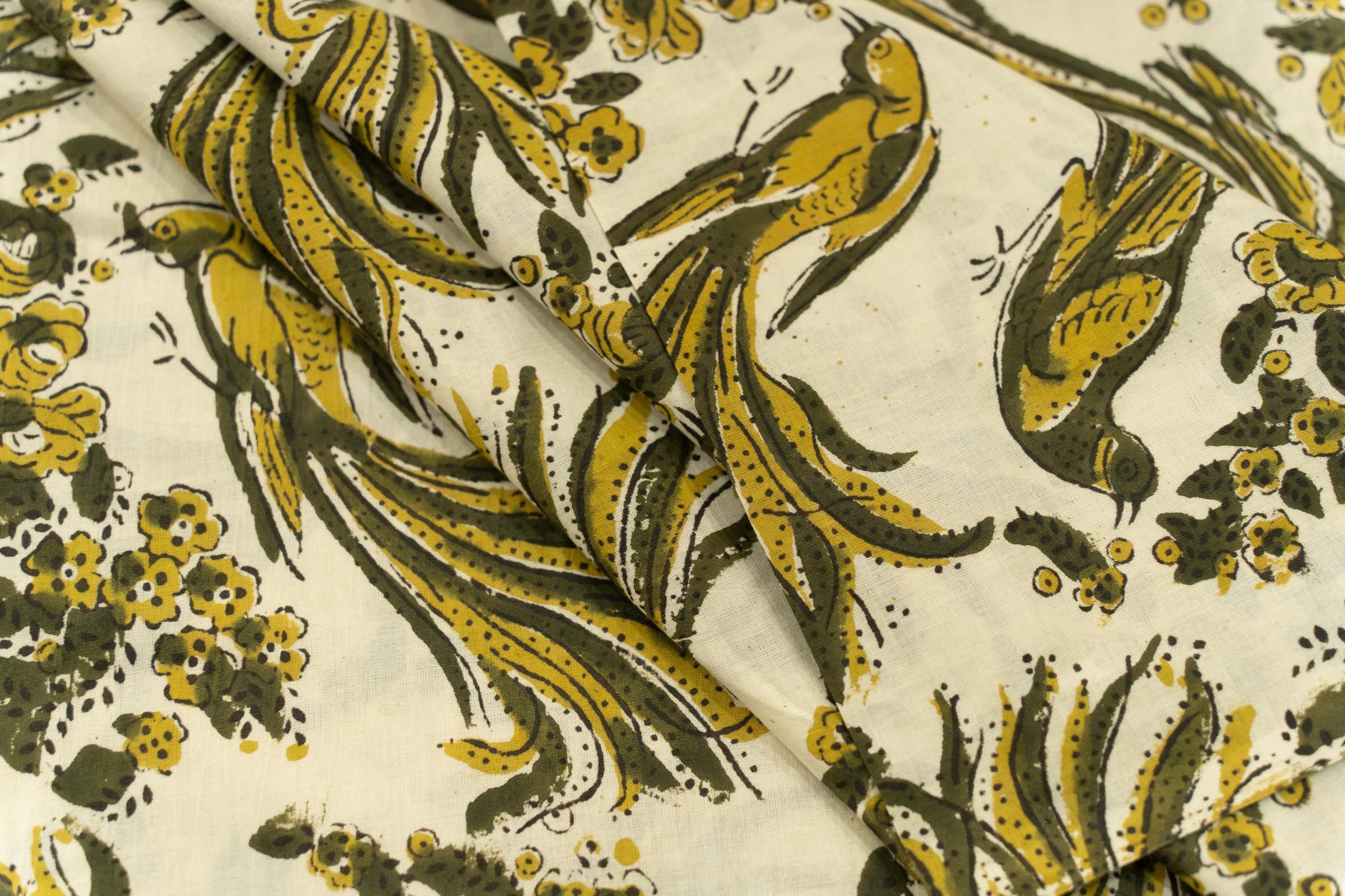 Bird Hand Block Printed Fabric