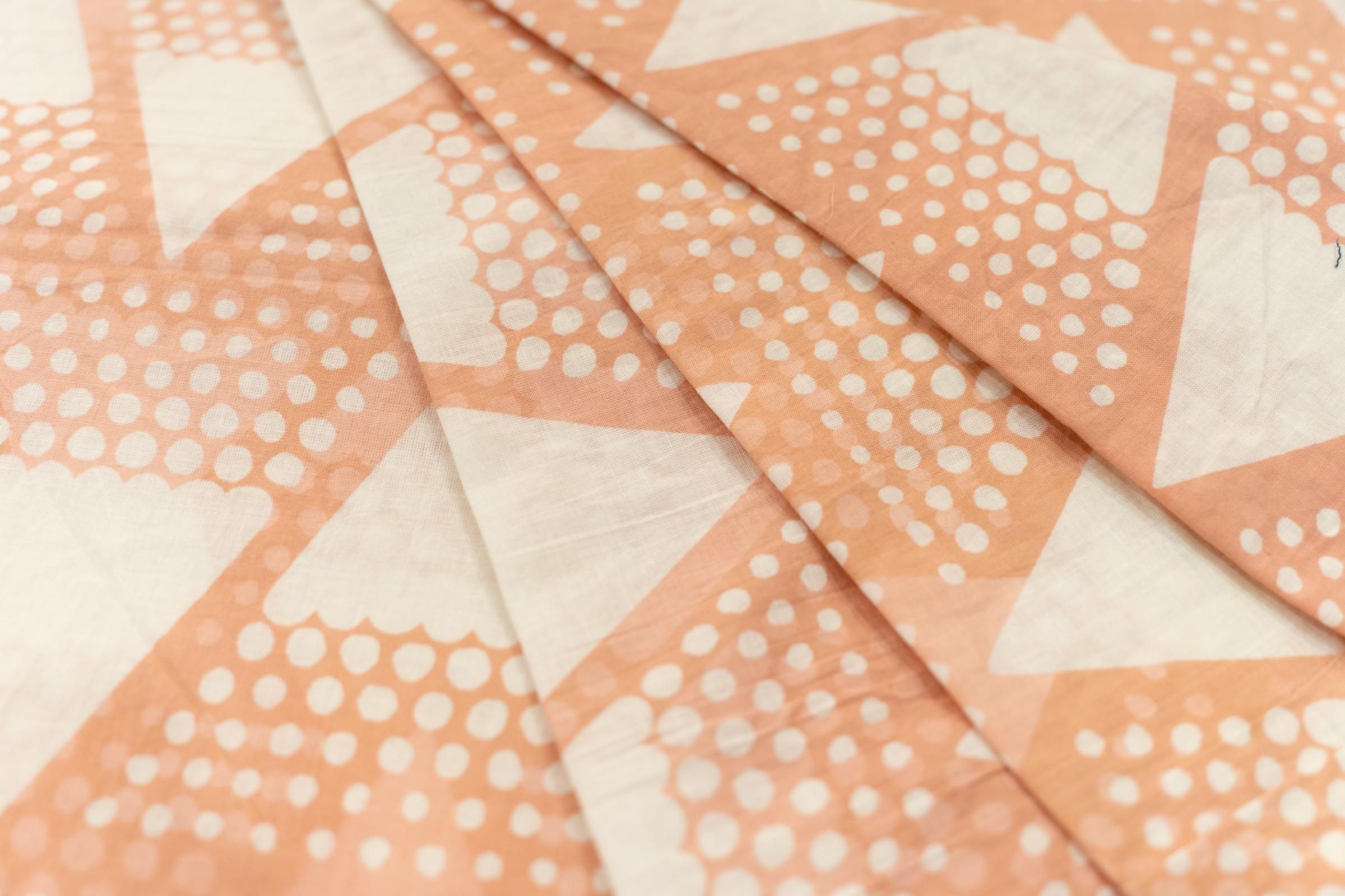 Peach Geometric Printed Cotton Fabric