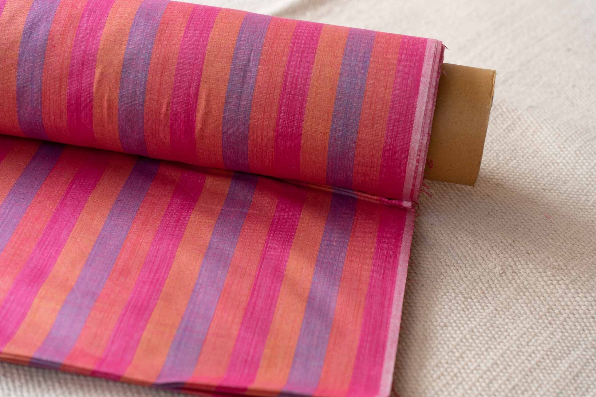 Multicolor Stripes Khari Cotton Blend Fabric