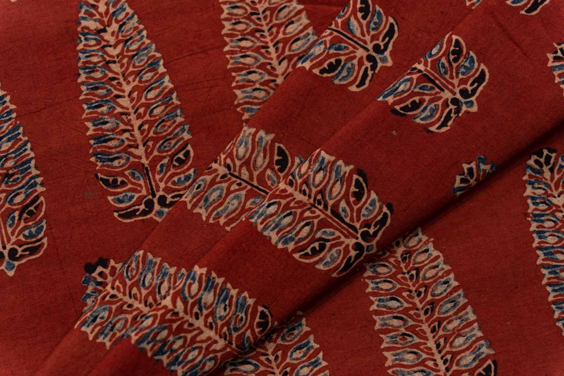 Red Ajrakh Hand Block Printed Fabric