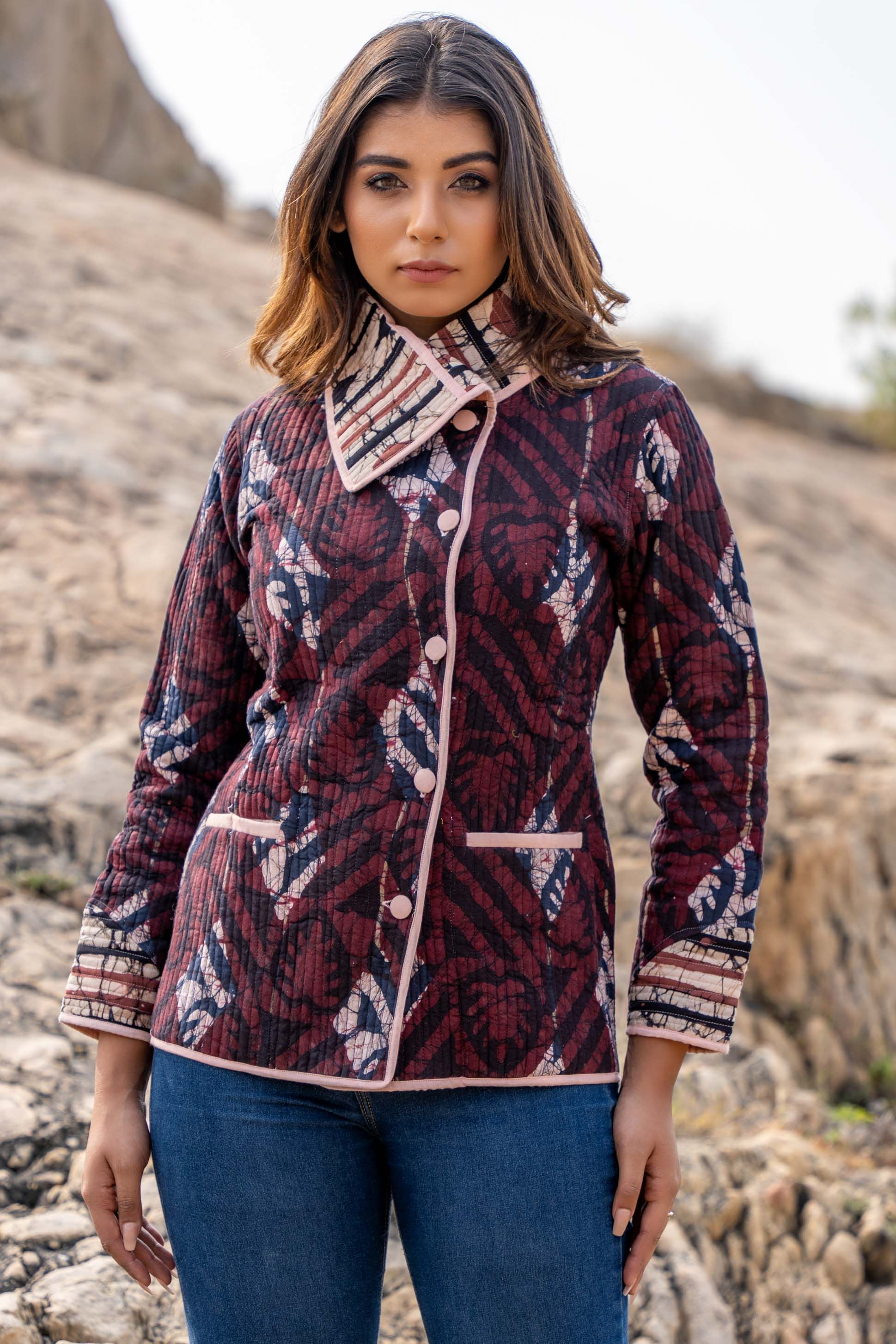 Natural Batik Quilted Bukhara Jacket