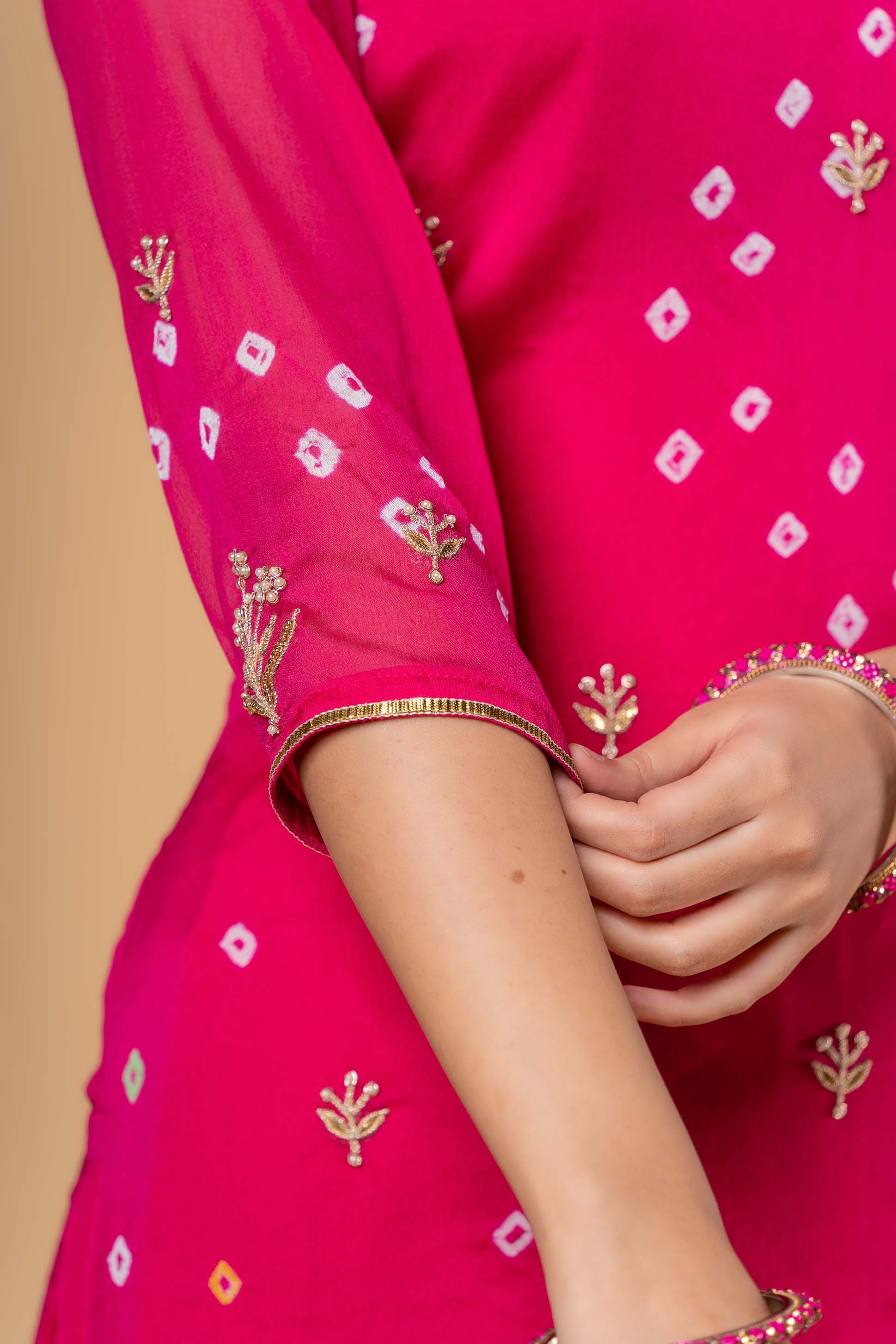 Pink Hand Embroidery Kurta 