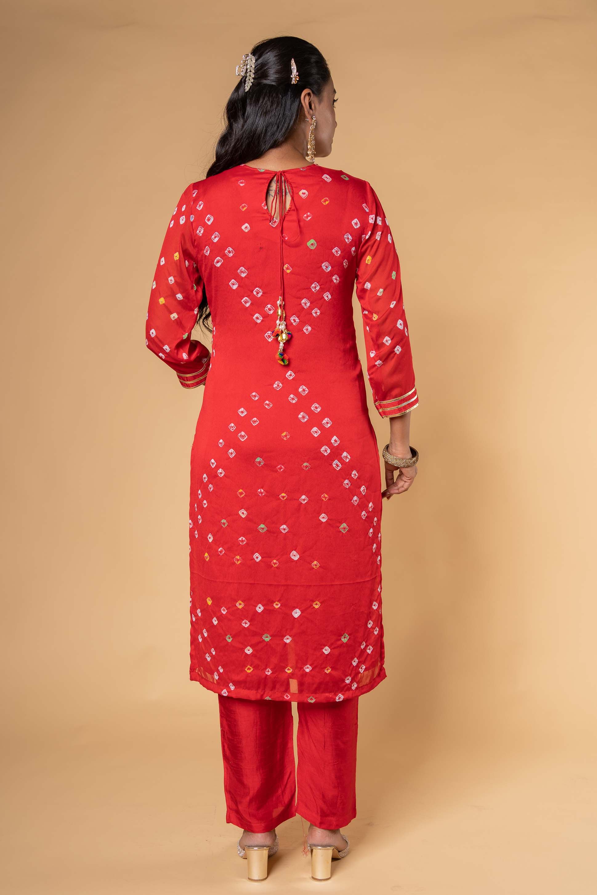 Red Hand Embroidery Kurta 