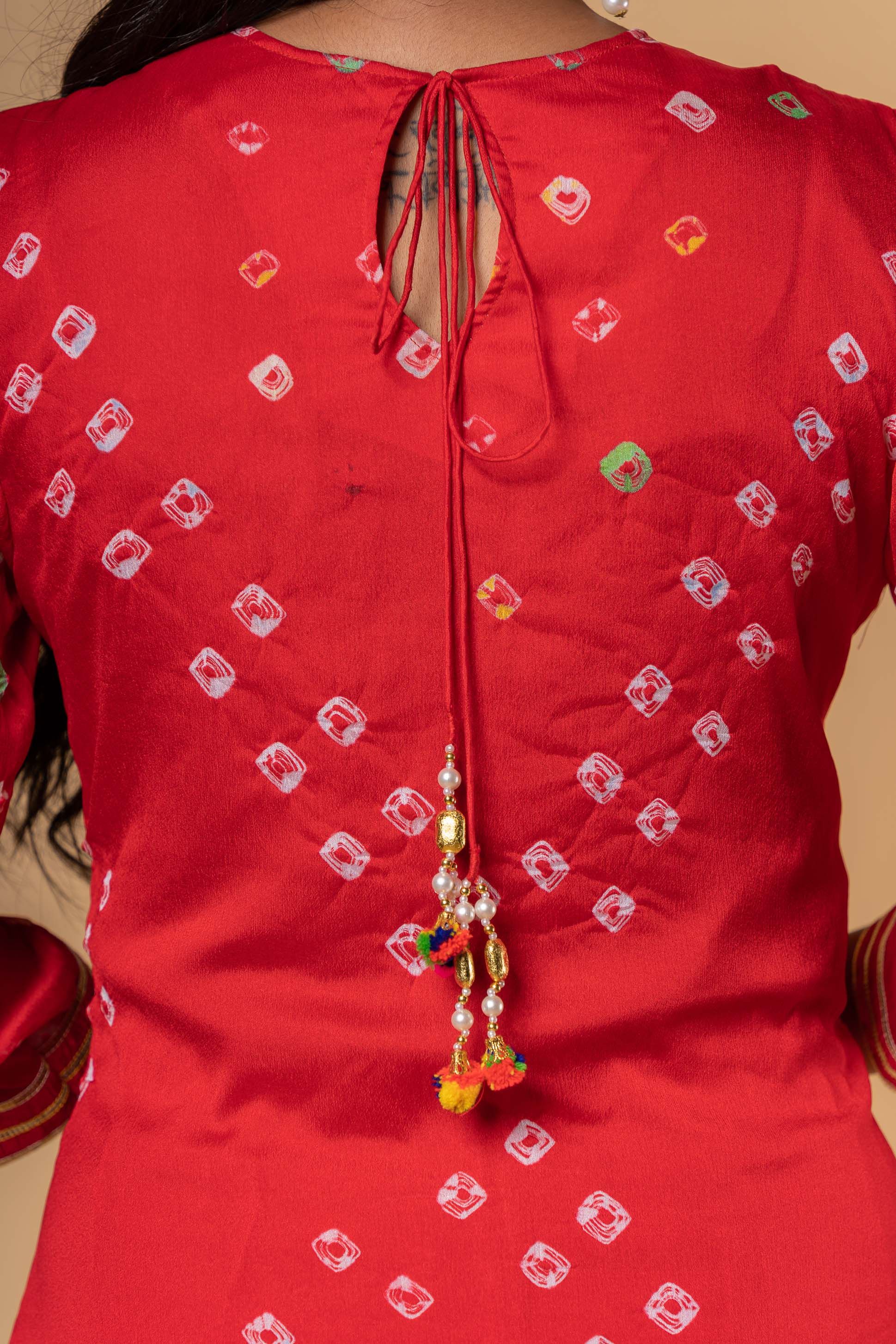 Red Hand Embroidery Kurta 