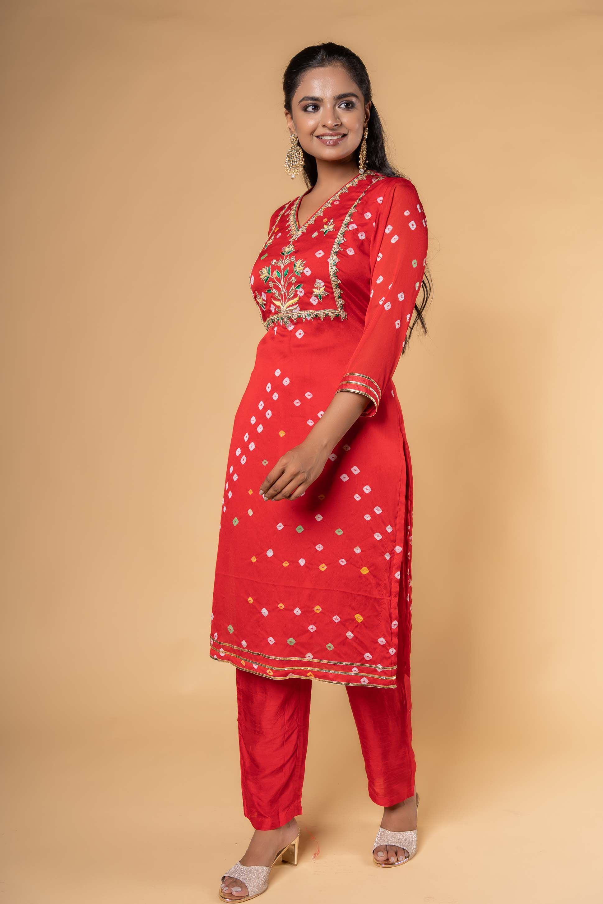 Red Hand Embroidery Kurta 