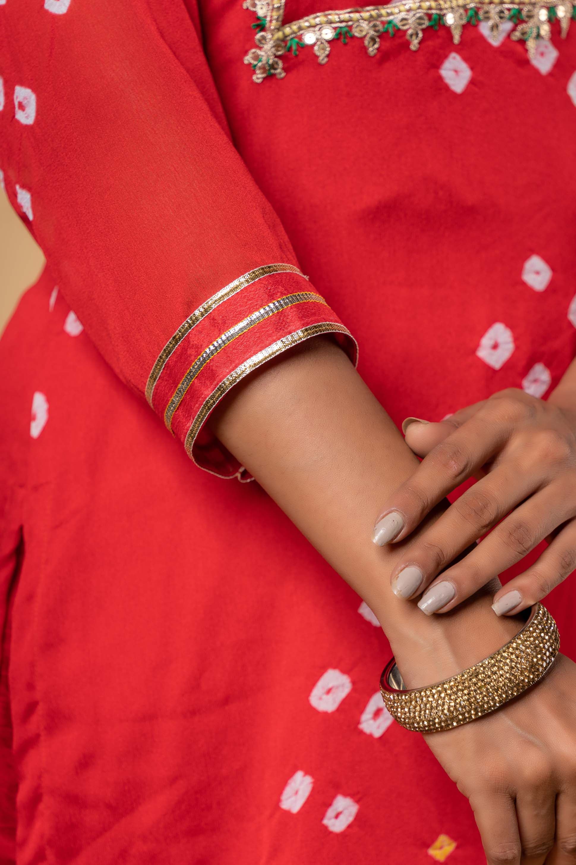 Red Hand Embroidery Kurta 