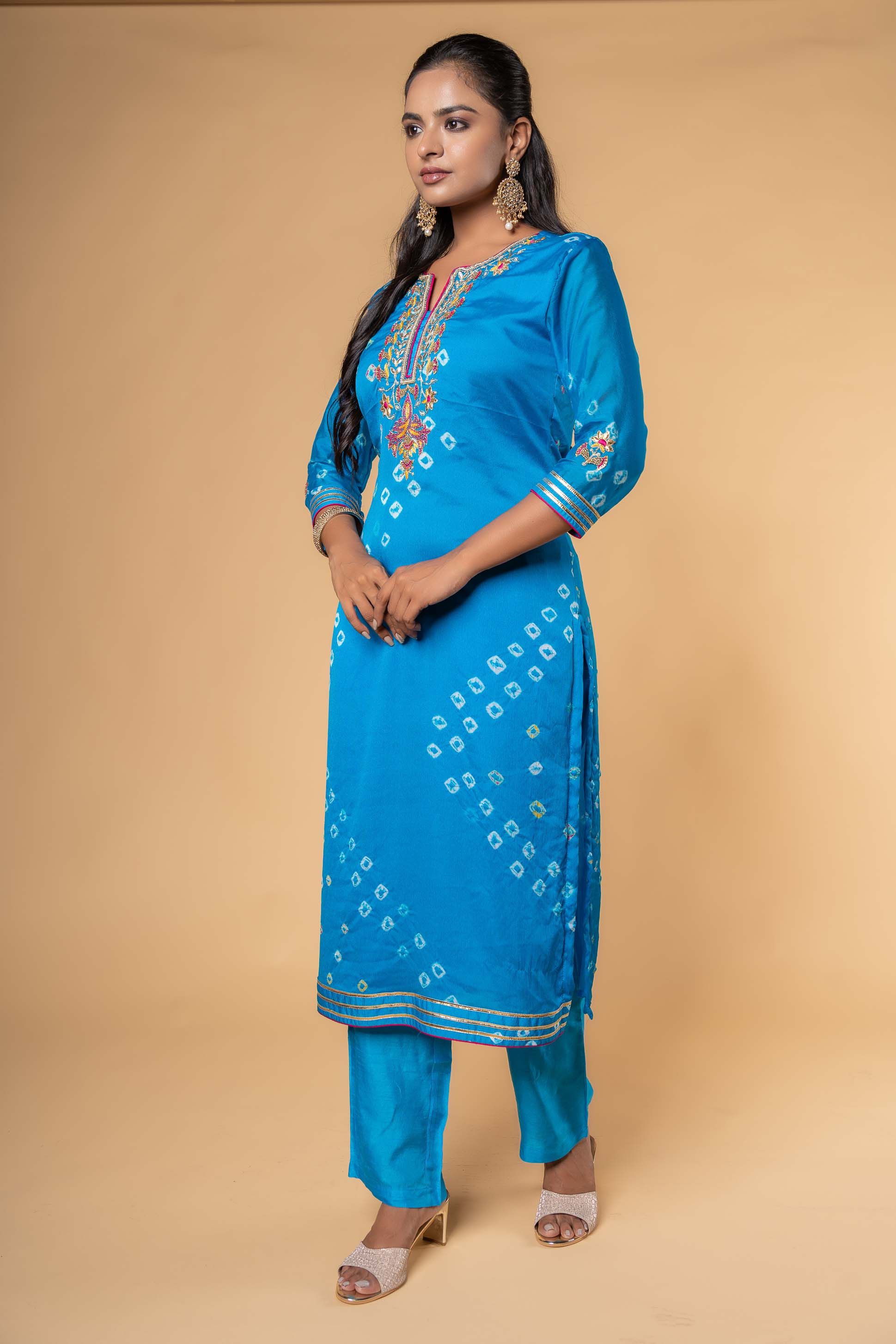 Blue Hand Embroidery Kurta 